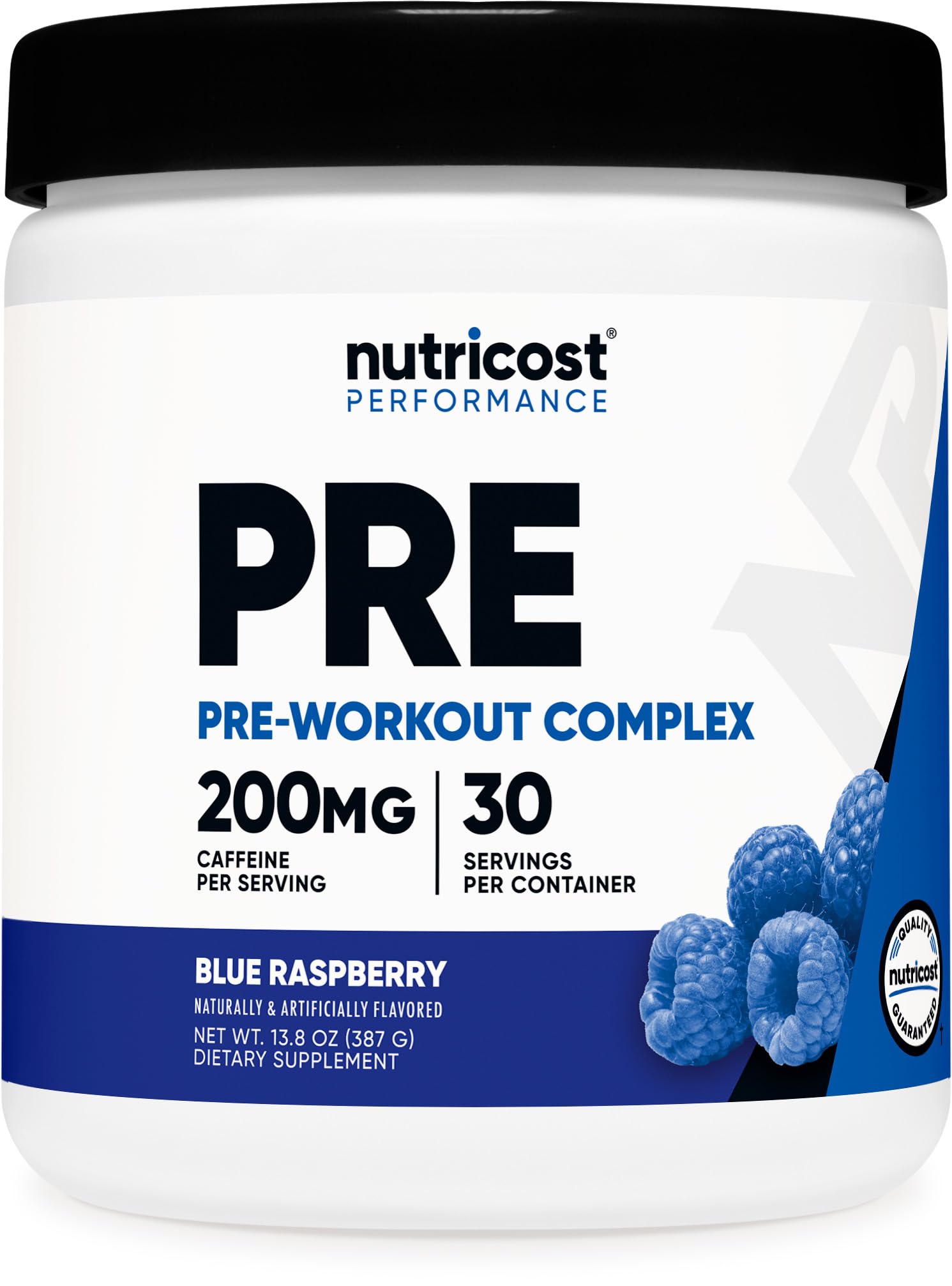 Nutricost Pré-entraînement Complexe, poudre Framboise Bleue, énergie durable pour vos séances.