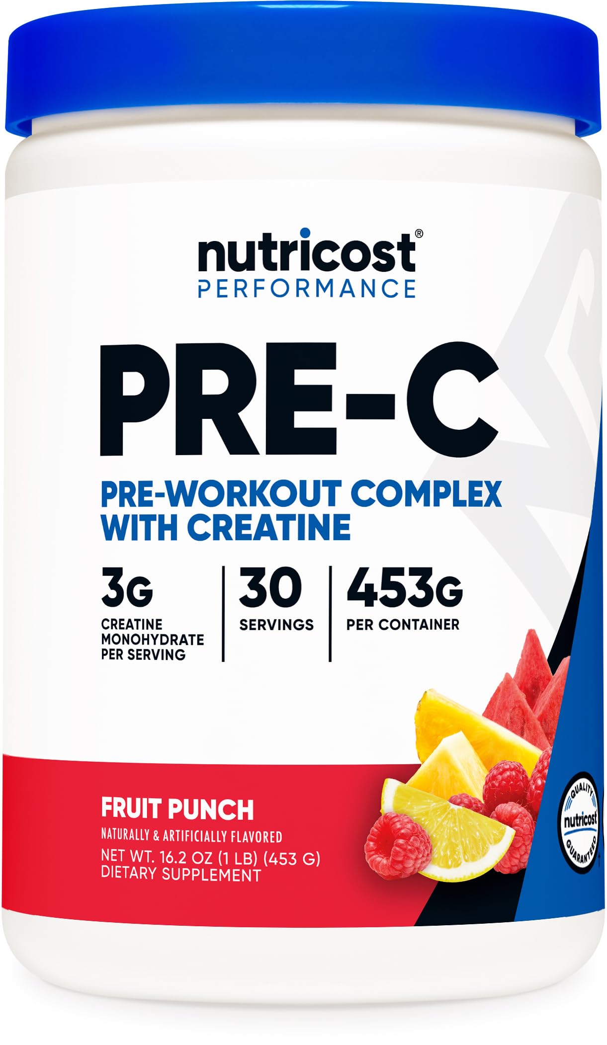 Nutricost Pré-entraînement, emballage-bouteille, soutien d'énergie pour les séances intenses.