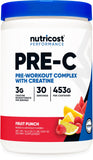Nutricost Pré-entraînement, emballage-bouteille, soutien d'énergie pour les séances intenses.
