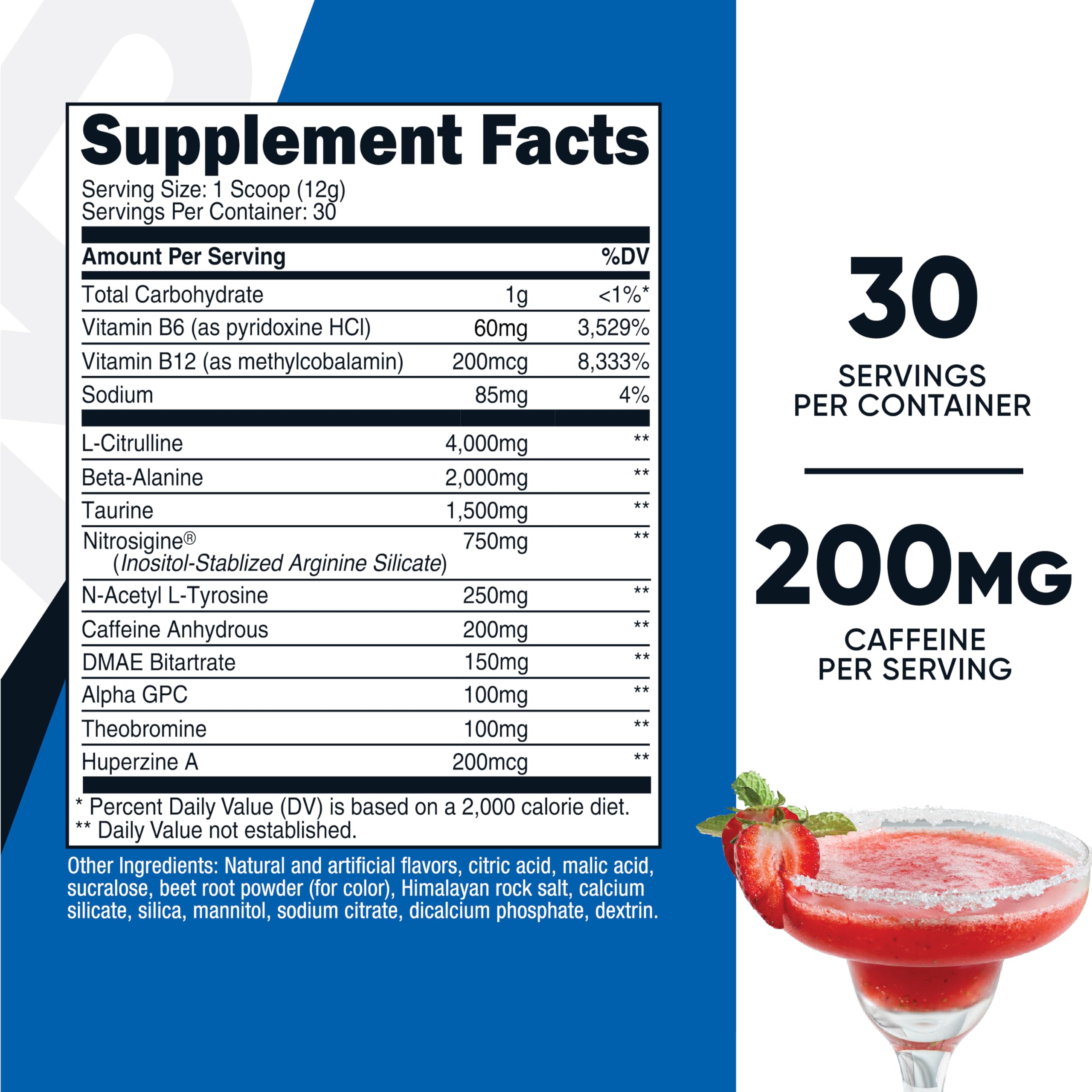 Nutricost Pre-Workout Fraise Margarita, doseur – précision dose pour entraînements intenses