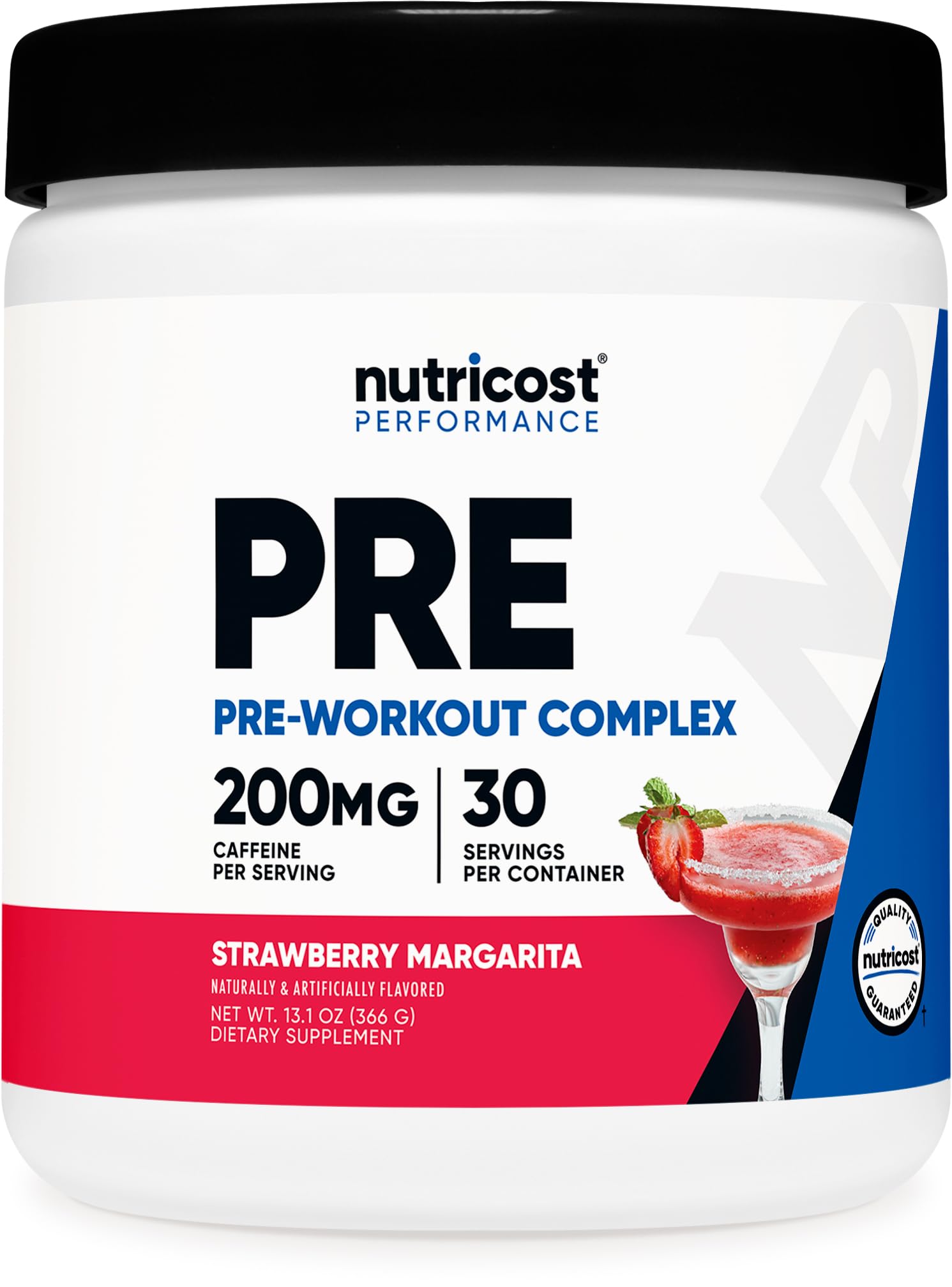 Nutricost Pre-Workout Poudre Fraise Margarita - flacon, énergie soutenue avant l'effort