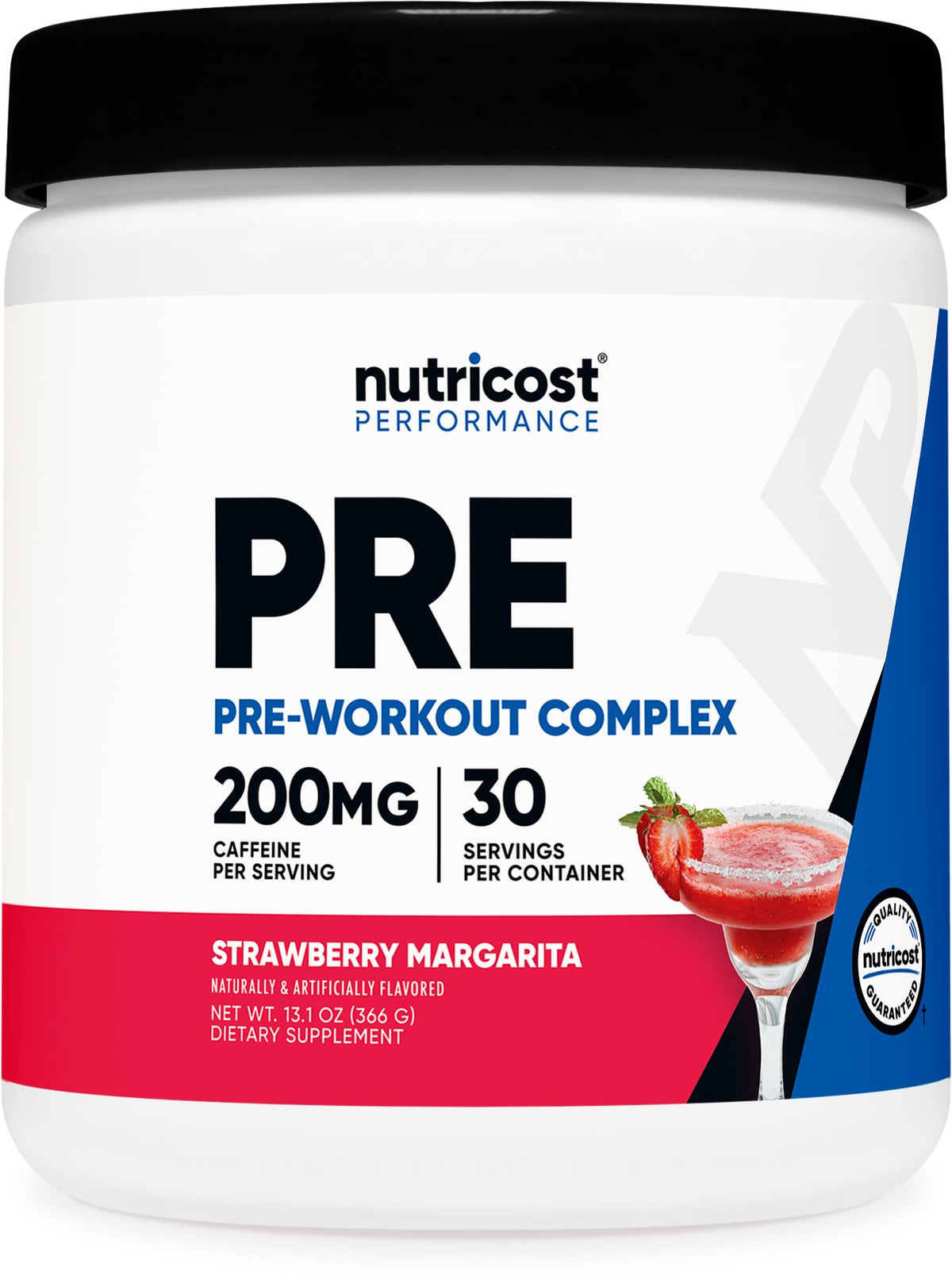 Nutricost Pre-Workout Poudre Fraise Margarita - flacon, énergie soutenue avant l'effort