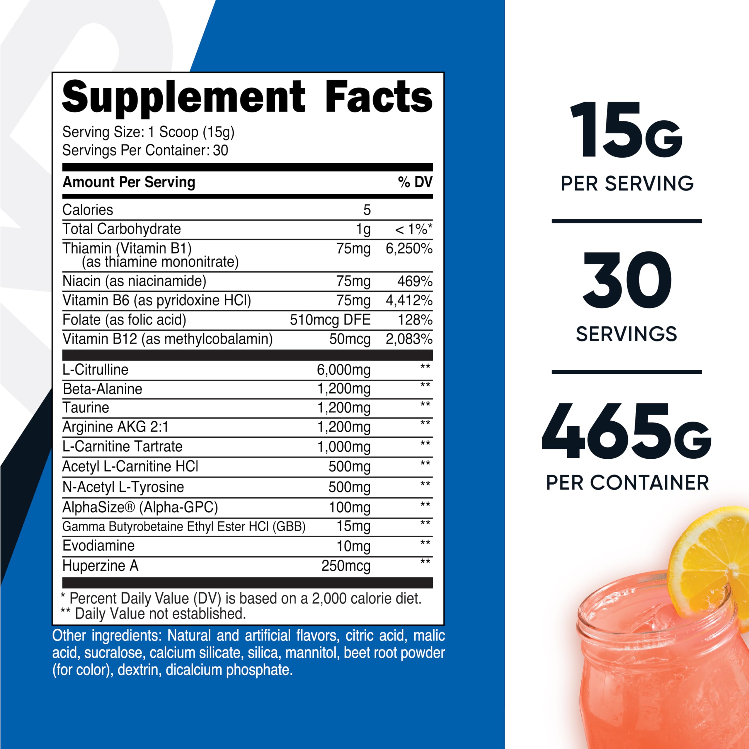 Nutricost pré-entraînement sans stimulants, L-Citrulline pour l’endurance.