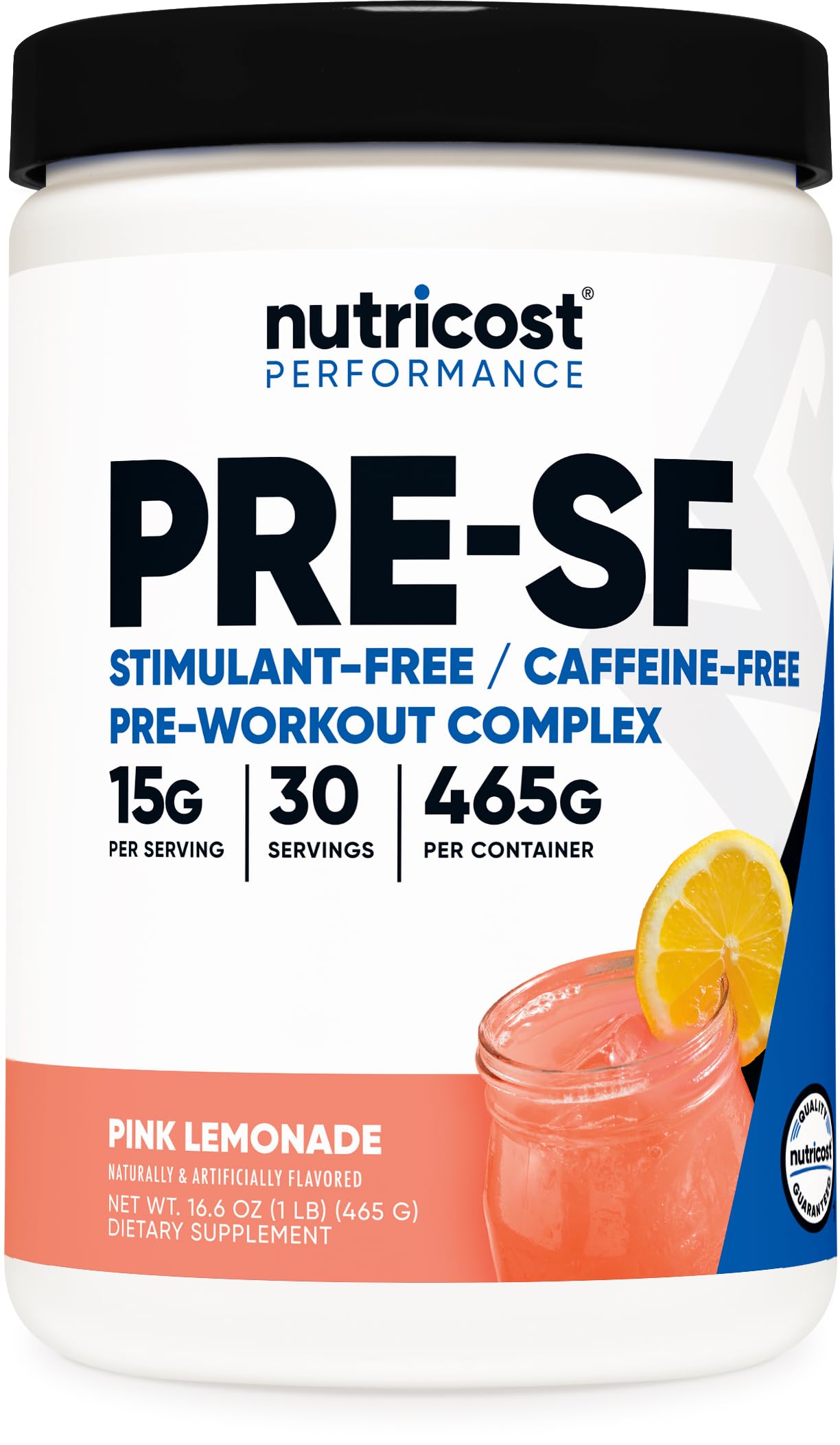 Nutricost pré-entraînement sans stimulants Pink Lemonade, bouteille prête à l’entraînement.