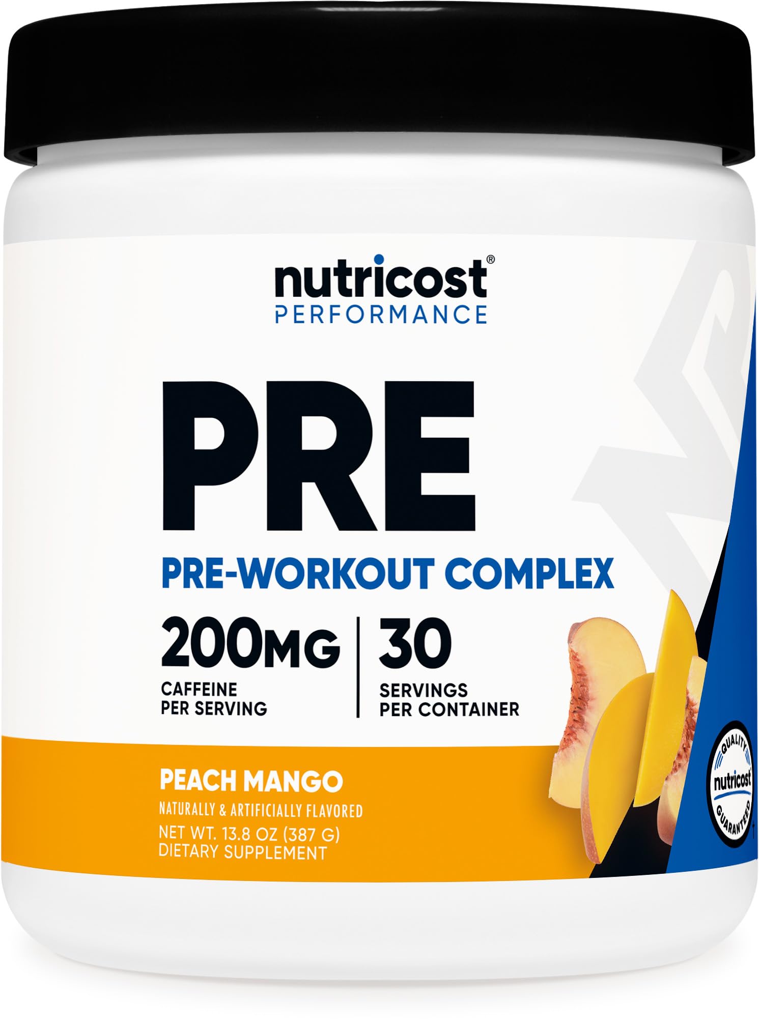 Nutricost Complexe Pré-Entraînement poudre saveur pêche mangue, énergie prête à l’emploi