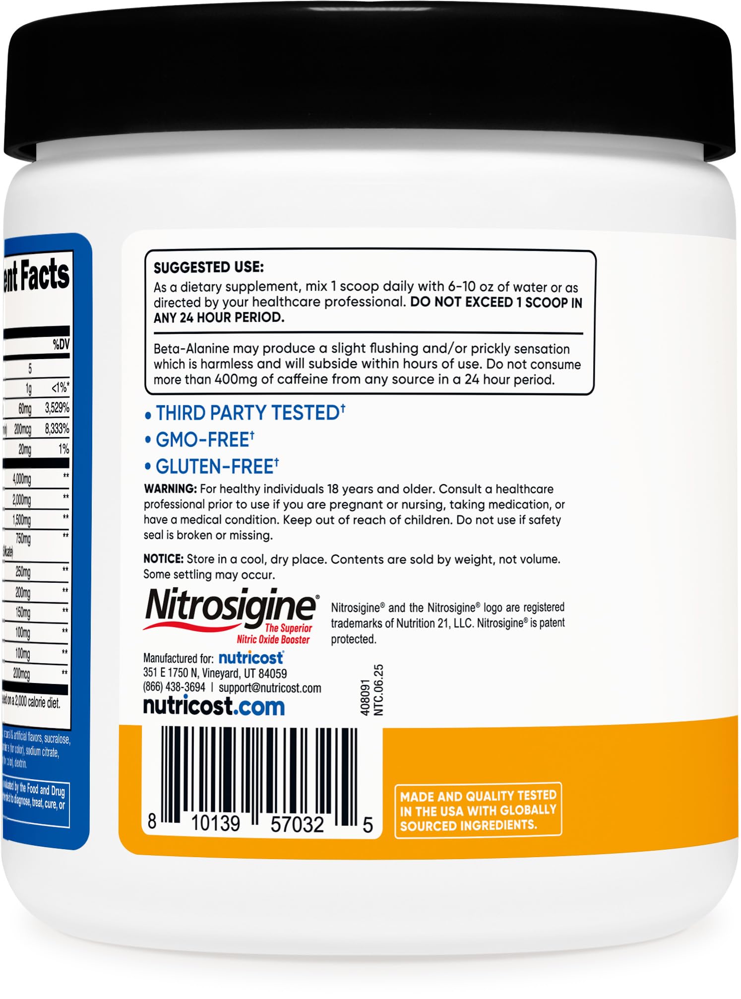 Nutricost Complexe Pré-Entraînement verre-doseur pour mesurer facilement