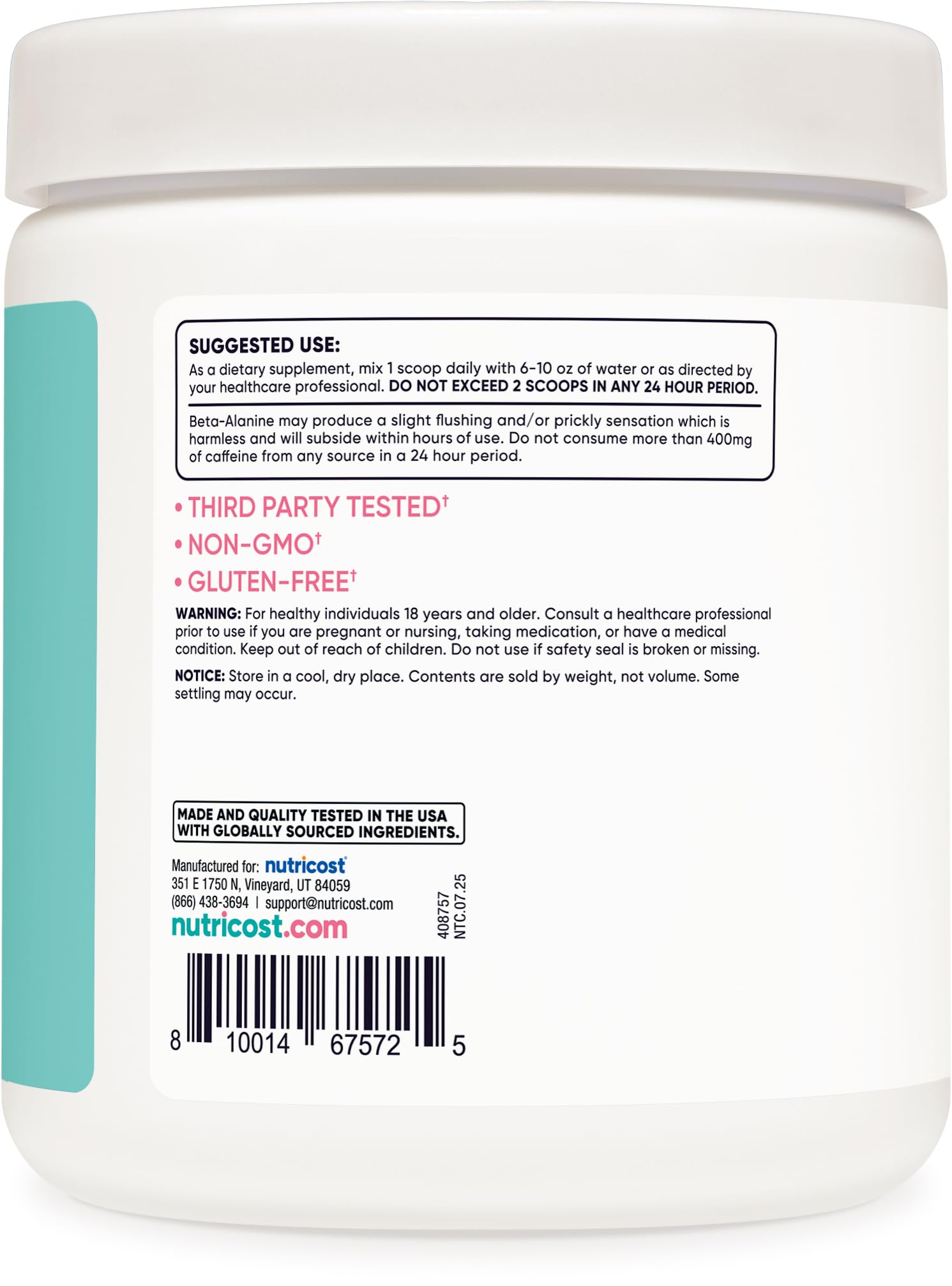 Nutricost Pre-Workout, doseur inclus pour doser facilement.