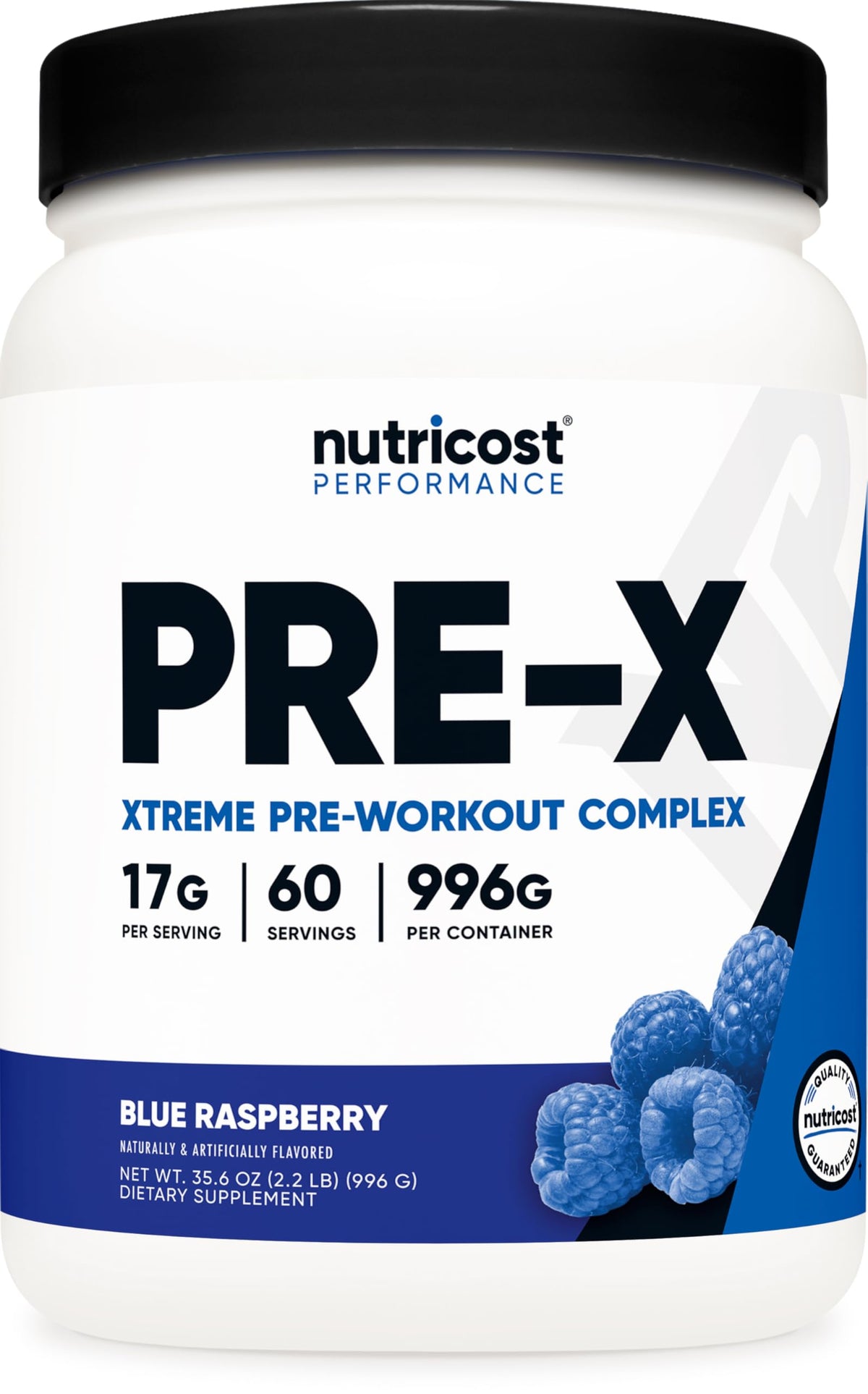 Nutricost Pre-X Extreme poudre framboise bleue, énergie prête pour vos entraînements
