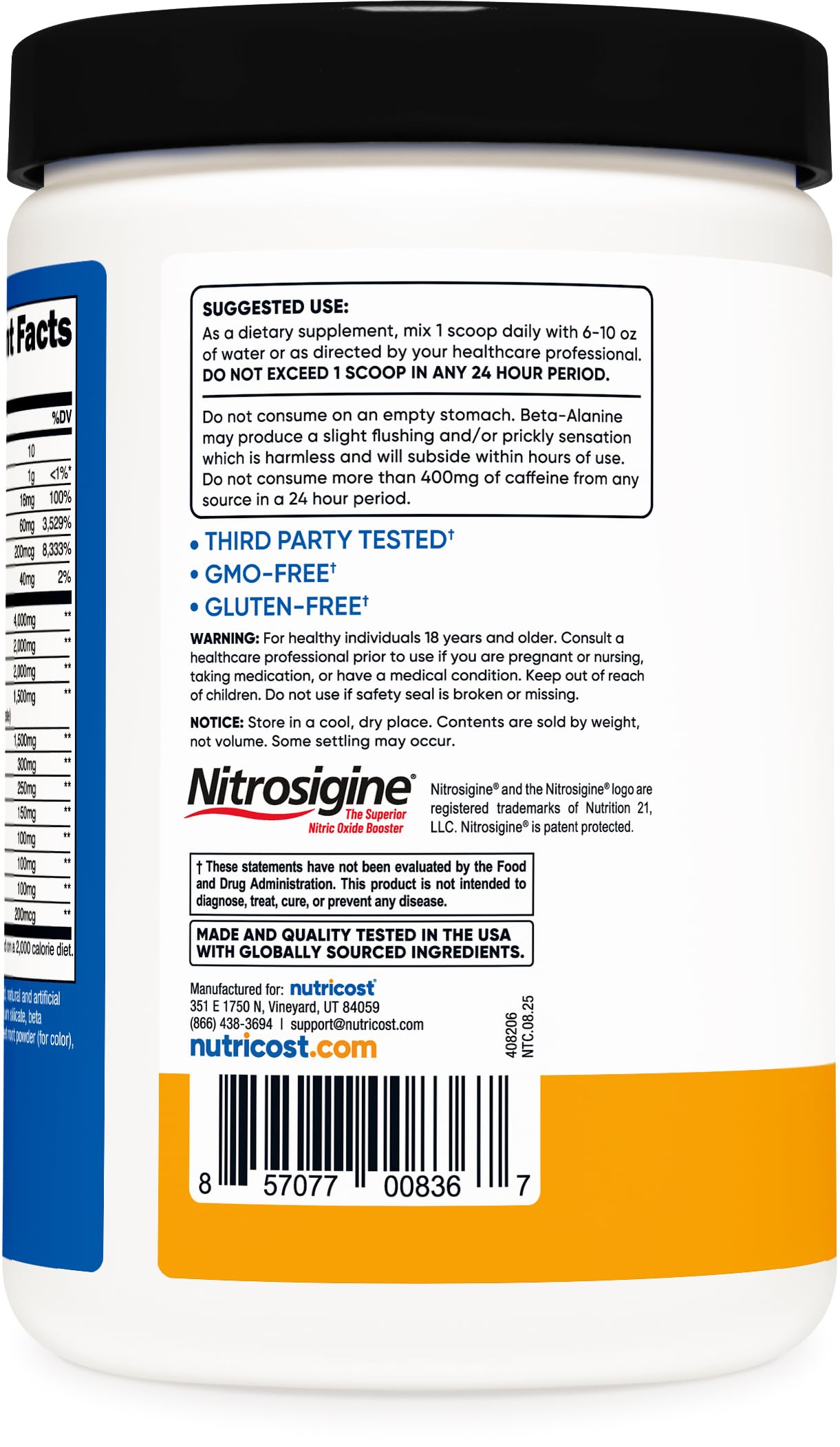 Nutricost Pre-X Xtreme ingrédients clés pour l’endurance.