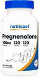 Nutricost Pregnenolone 100mg — bouteille de capsules, intégration facile à la routine quotidienne.