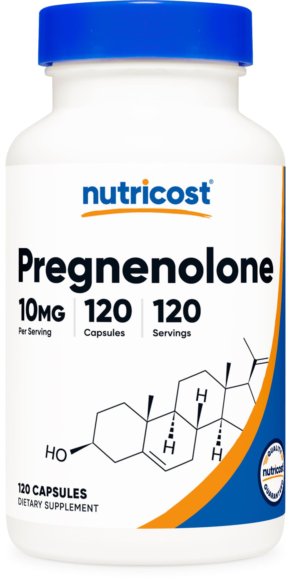 Nutricost Pregnenolone 10 mg – bouteille de gelules facile a avaler dans votre routine