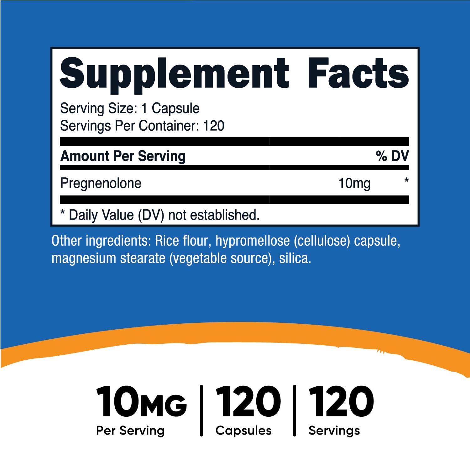 Nutricost Pregnenolone 10 mg – capsules visibles pour une prise quotidienne discrète