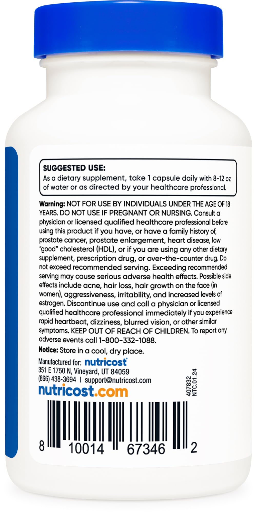 Emballage Nutricost Pregnenolone 10 mg – design solide et conformite