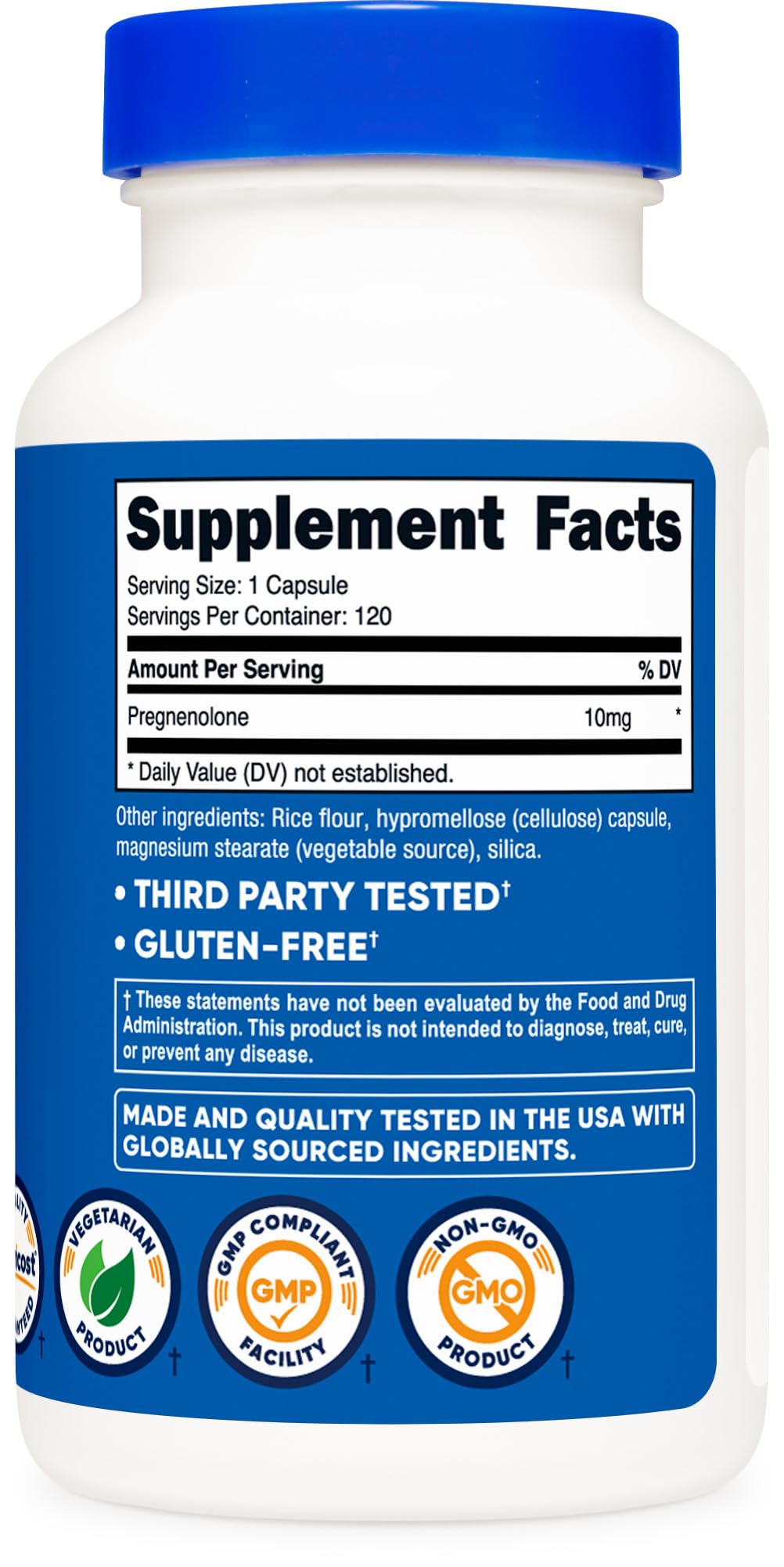Usine conforme Bonnes Pratiques de Fabrication – Nutricost Pregnenolone 10 mg