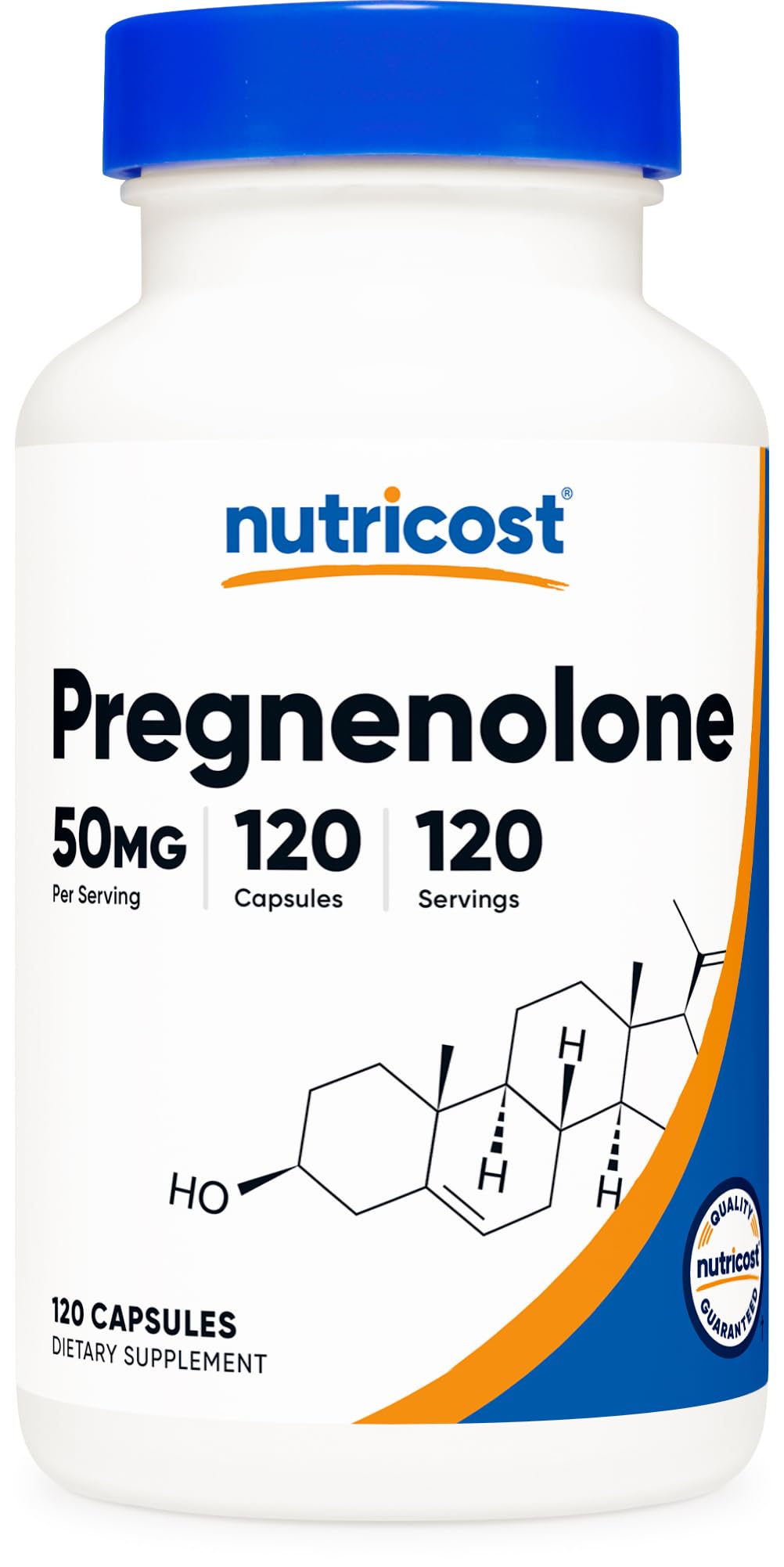 Nutricost Pregnenolone 50 mg – bouteille claire, gélules faciles à avaler dans la routine quotidienne.