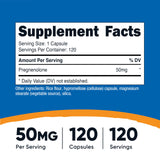 Nutricost Pregnenolone – capsules végétariennes visibles, adaptées à un régime sans gluten.