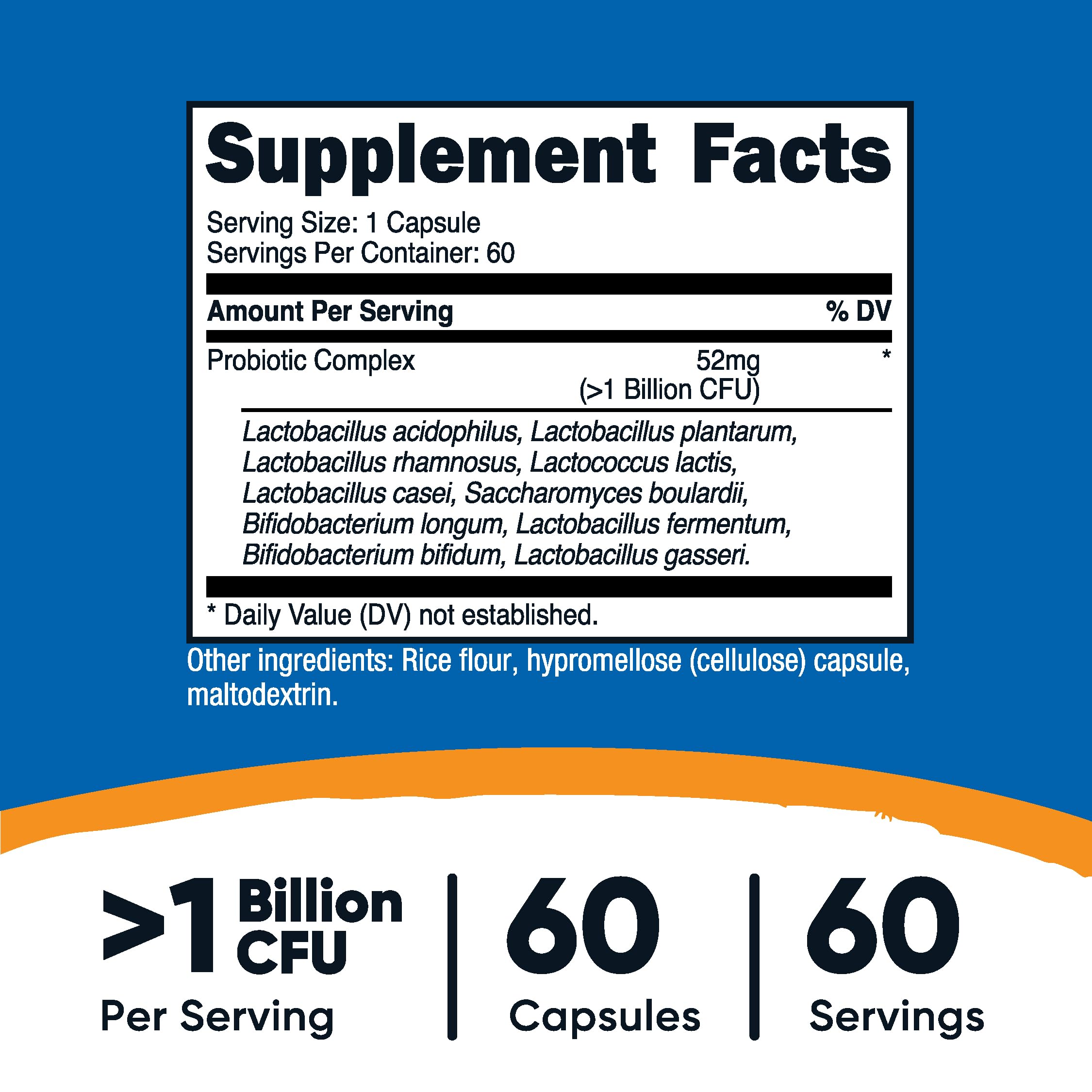 Nutricost Probiotic Complex – capsules: apport quotidien sûr et sans gluten