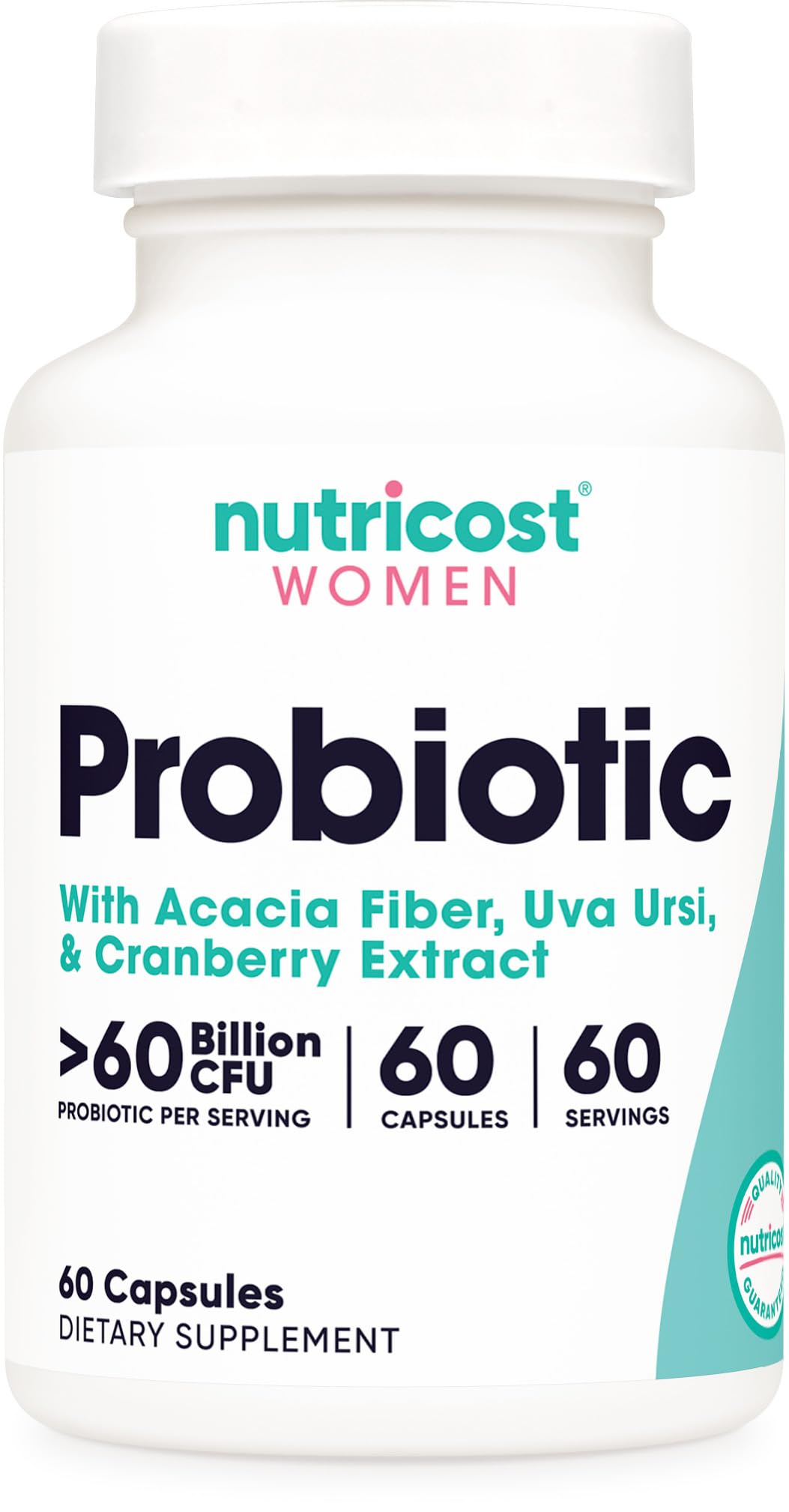 Nutricost Probiotic Femme - flacon de 60 capsules faciles à avaler pour la routine digestive