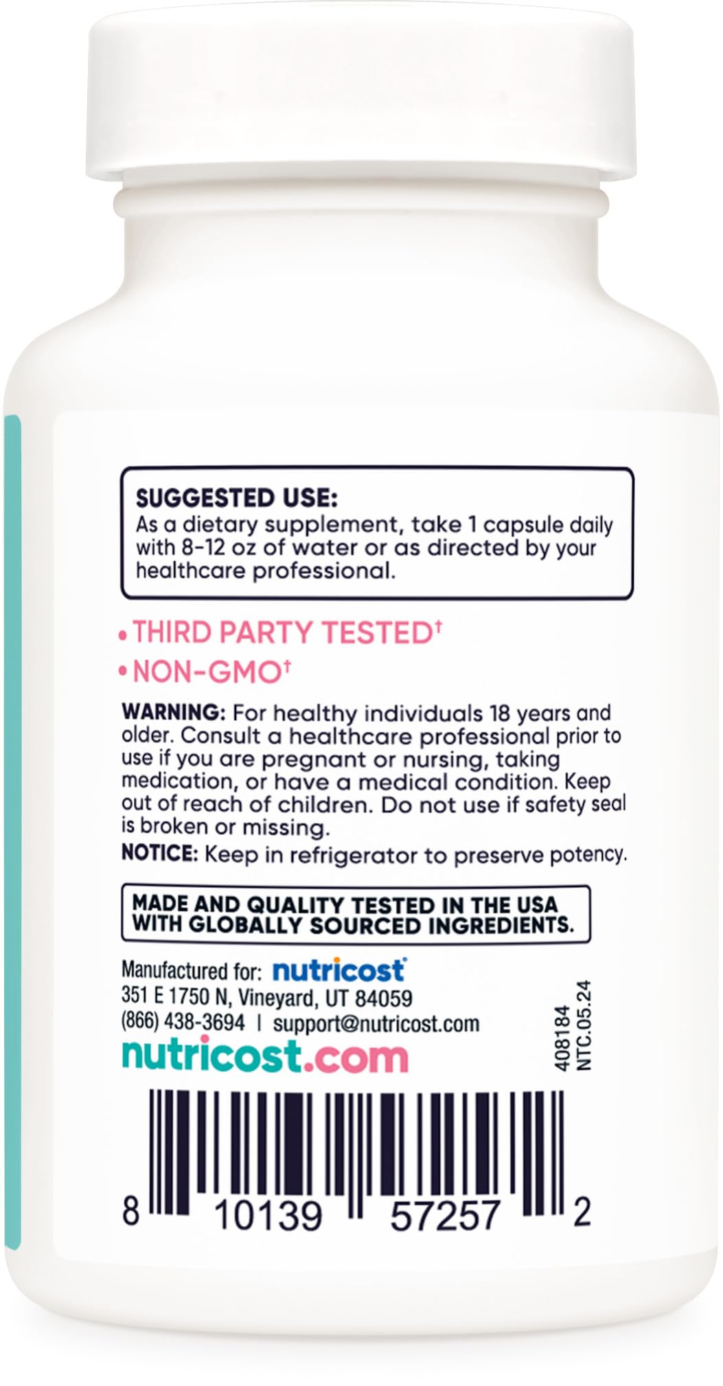 Nutricost Probiotiques Femmes extrait d'uva ursi pour un soutien naturel.