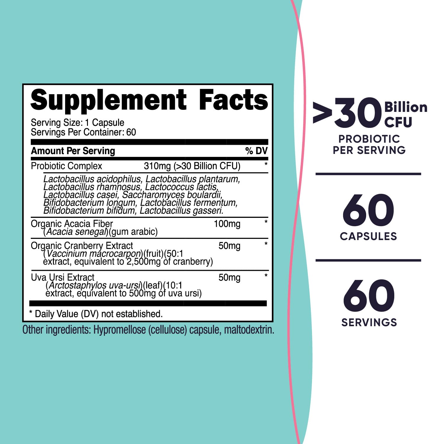 Nutricost Probiotique Femmes capsules avec fibre d'acacia pour le confort intestinal.