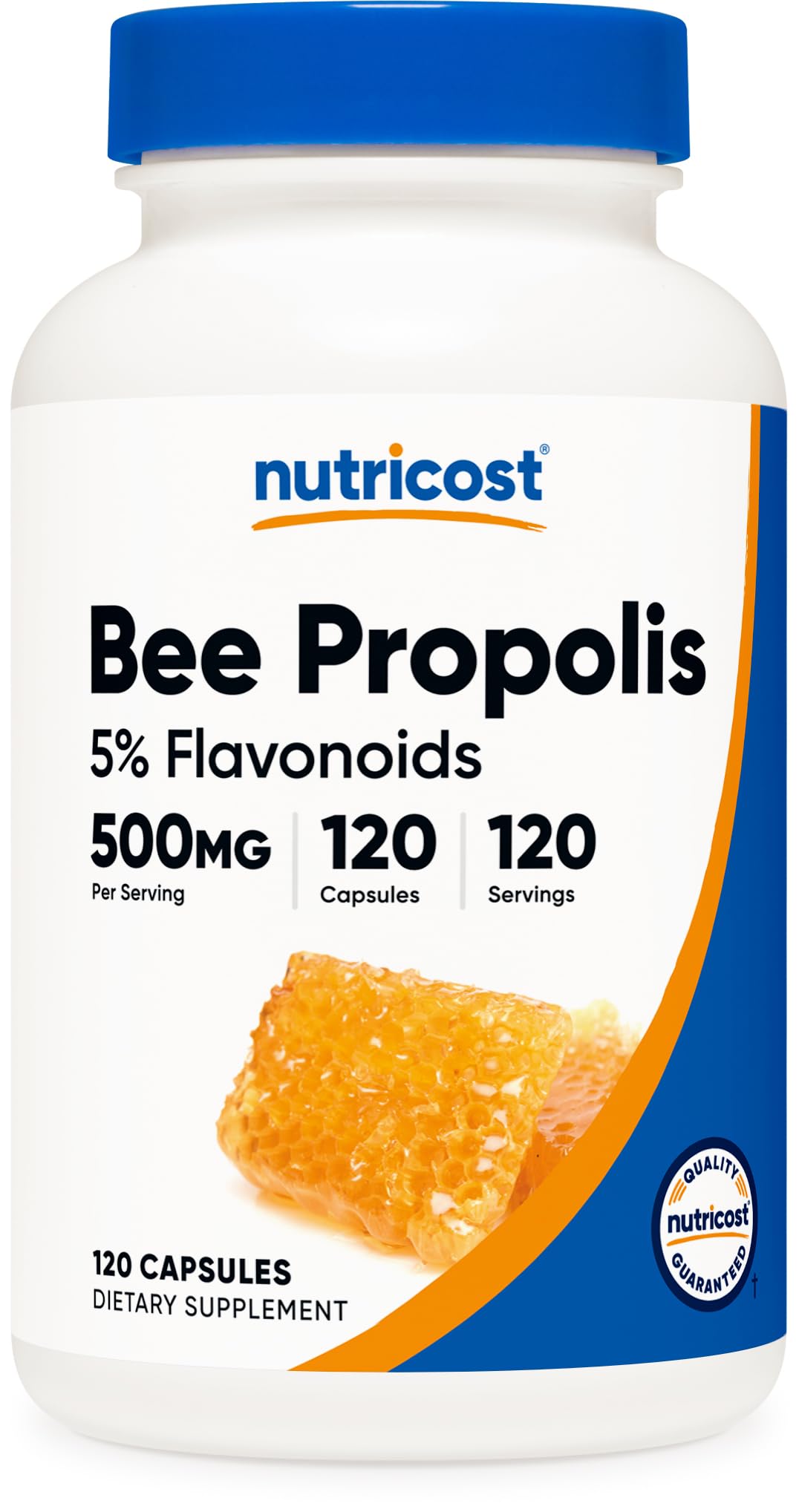 Nutricost Propolis : bouteille de 120 capsules faciles à avaler.