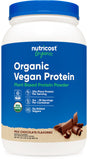 Nutricost protéine végan chocolat 2 lb — emballage pratique pour des portions quotidiennes.