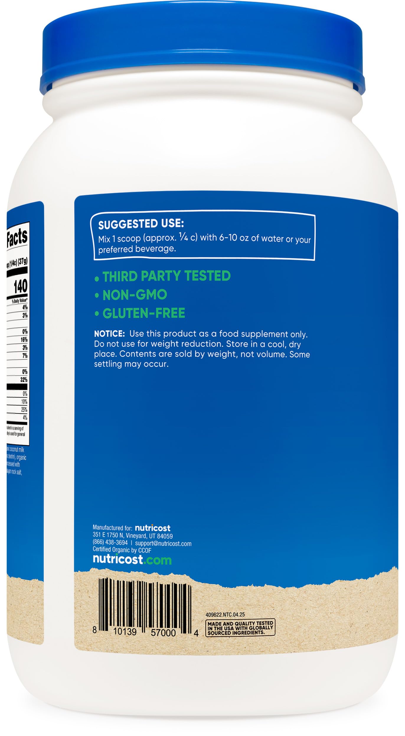 Nutricost protéine végan chocolat 2 lb — shake lisse et savoureux après l'entraînement.