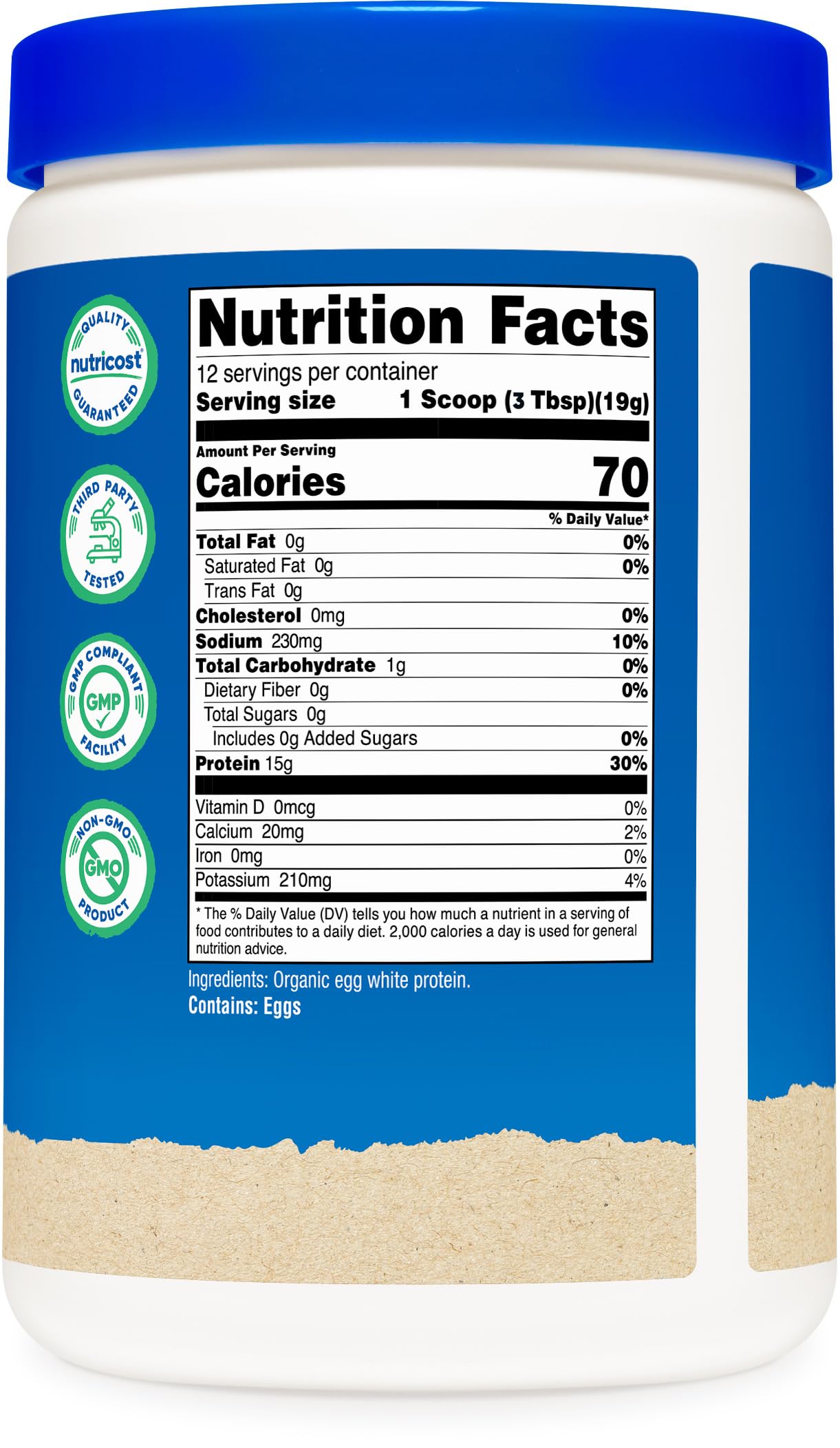 Nutricost marque certifiée NSF/GMP/FDA; sécurité et traçabilité dans chaque pot.