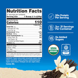Nutricost étiquette vanille française indiquant sans gluten et sans OGM.