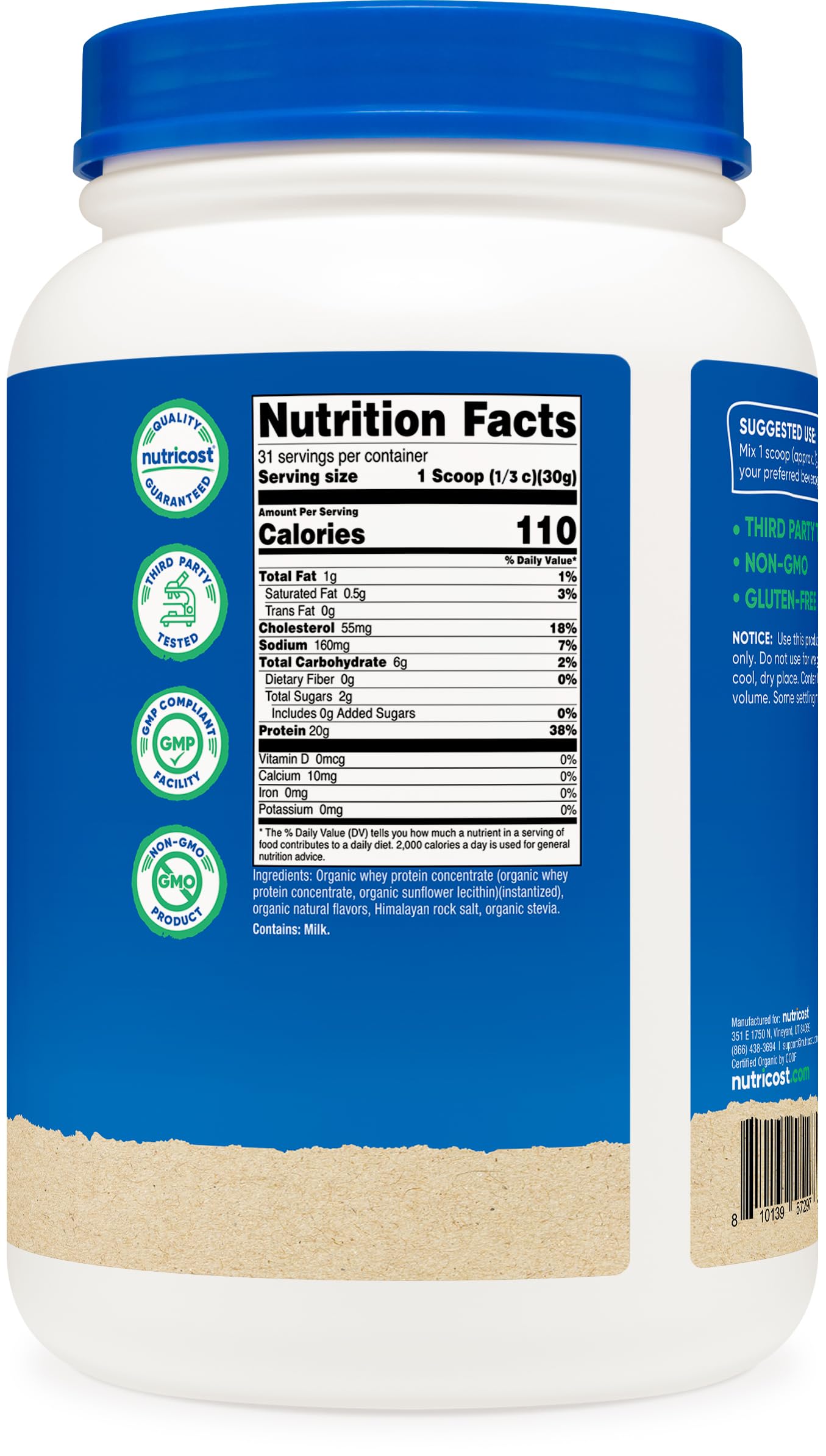 Nutricost emballage affiche le label BPF garantissant la qualité.
