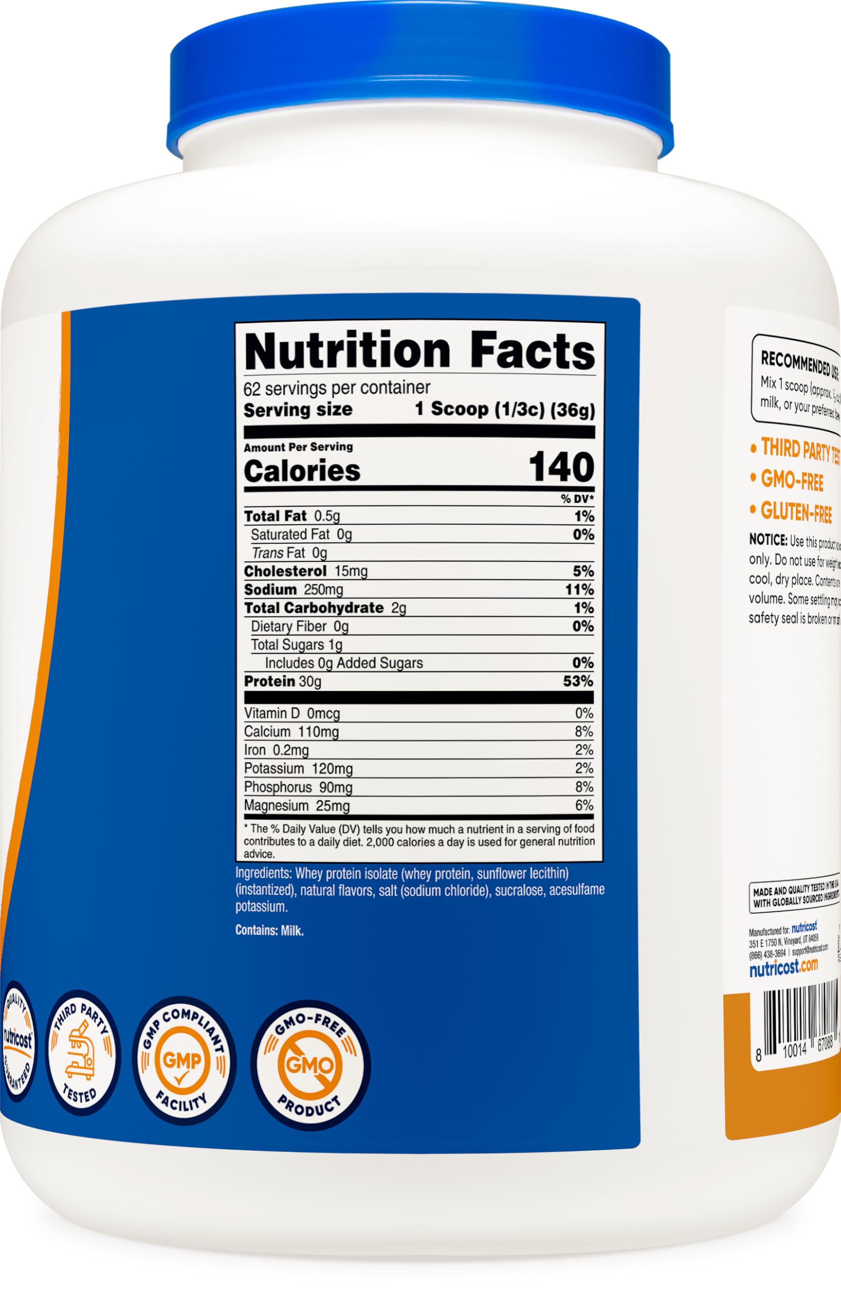 Nutricost protéine isolat lactosérum caramel salé dans shaker, texture onctueuse et mixage fluide