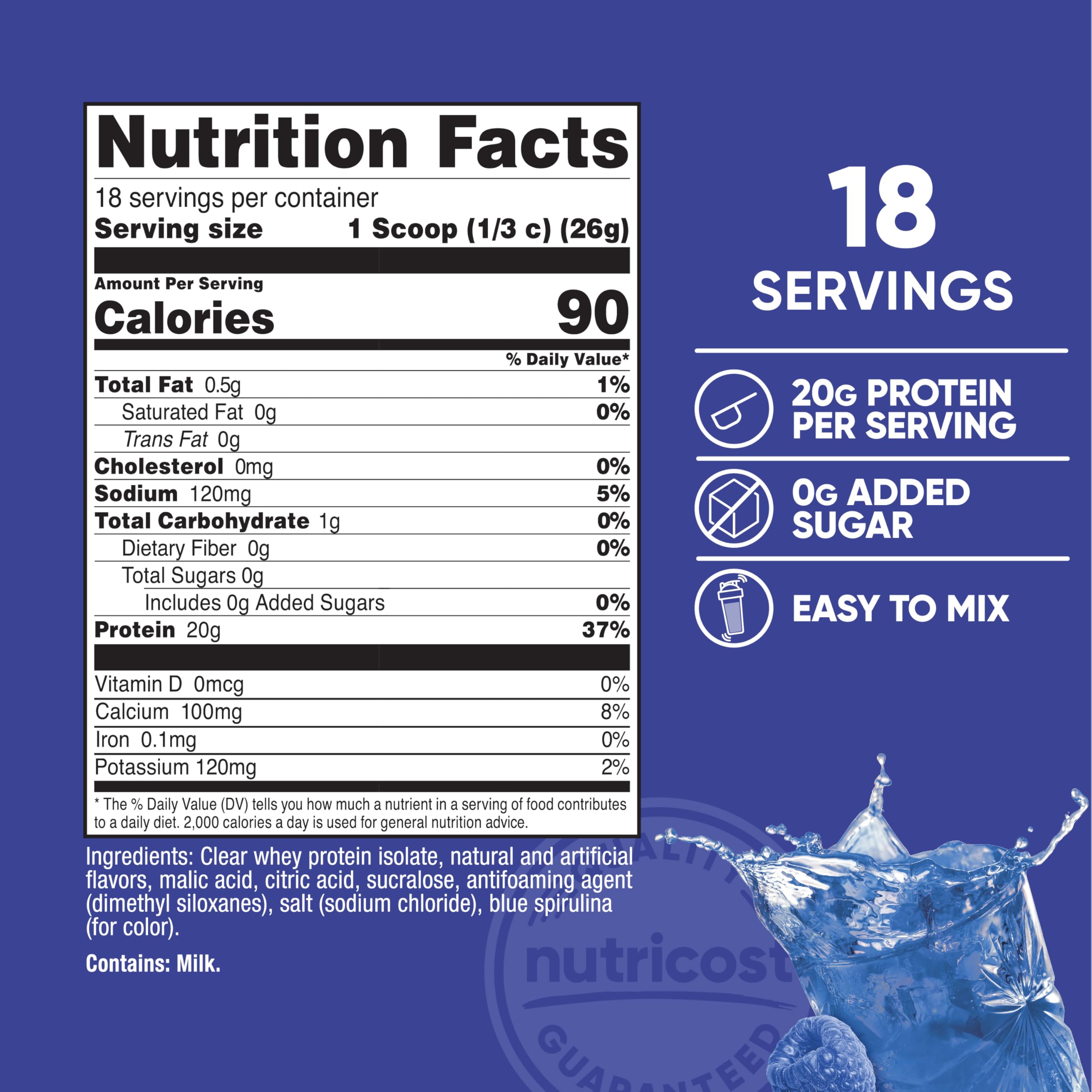 Nutricost protéine lactosérum isolat doseur Explosion de Baies, option rapide.