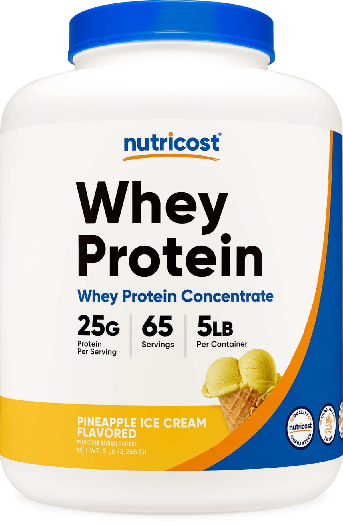 Nutricost Protéine de lactosérum Ananas: flacon 5 lb pratique pour l’apport protéique.