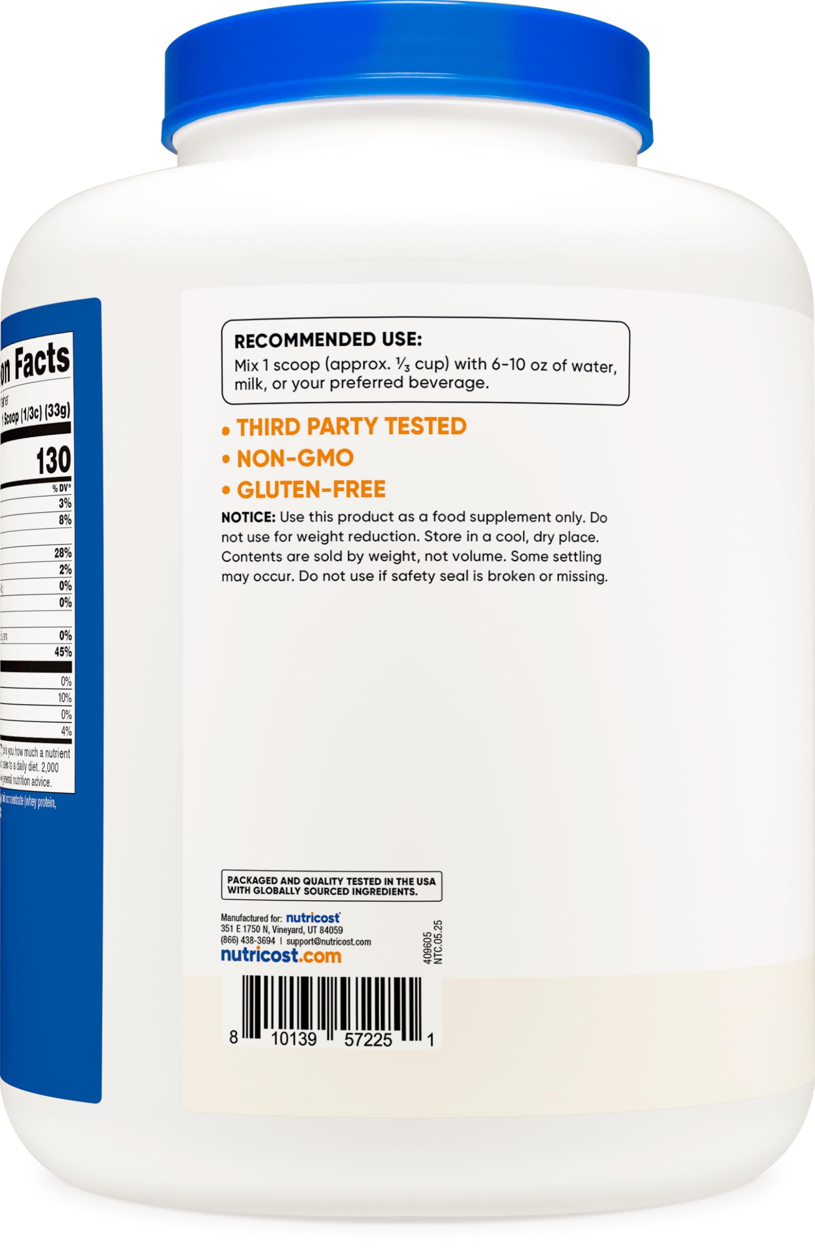 Nutricost protéine de lactos concentrée – étiquette certifiée casher et halal