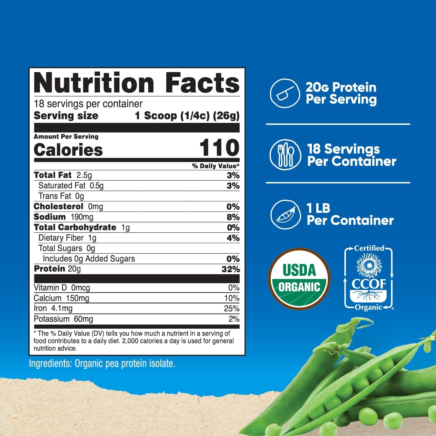 Nutricost Protéine de Pois avec cuillère, dosage rapide après l’effort.