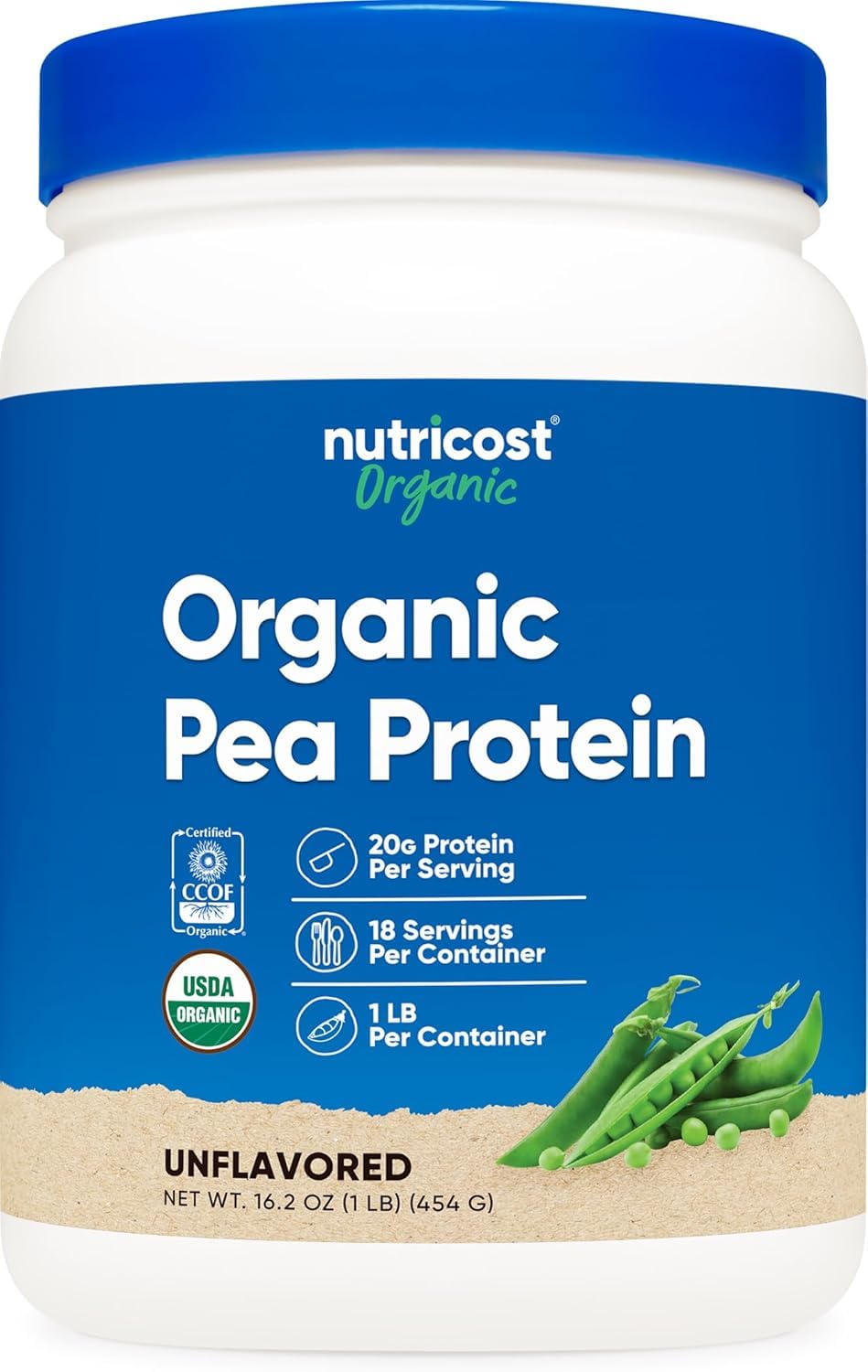 Nutricost Protéine de Pois en poudre dans bouteille, idéal pour shakes protéinés végétaux.