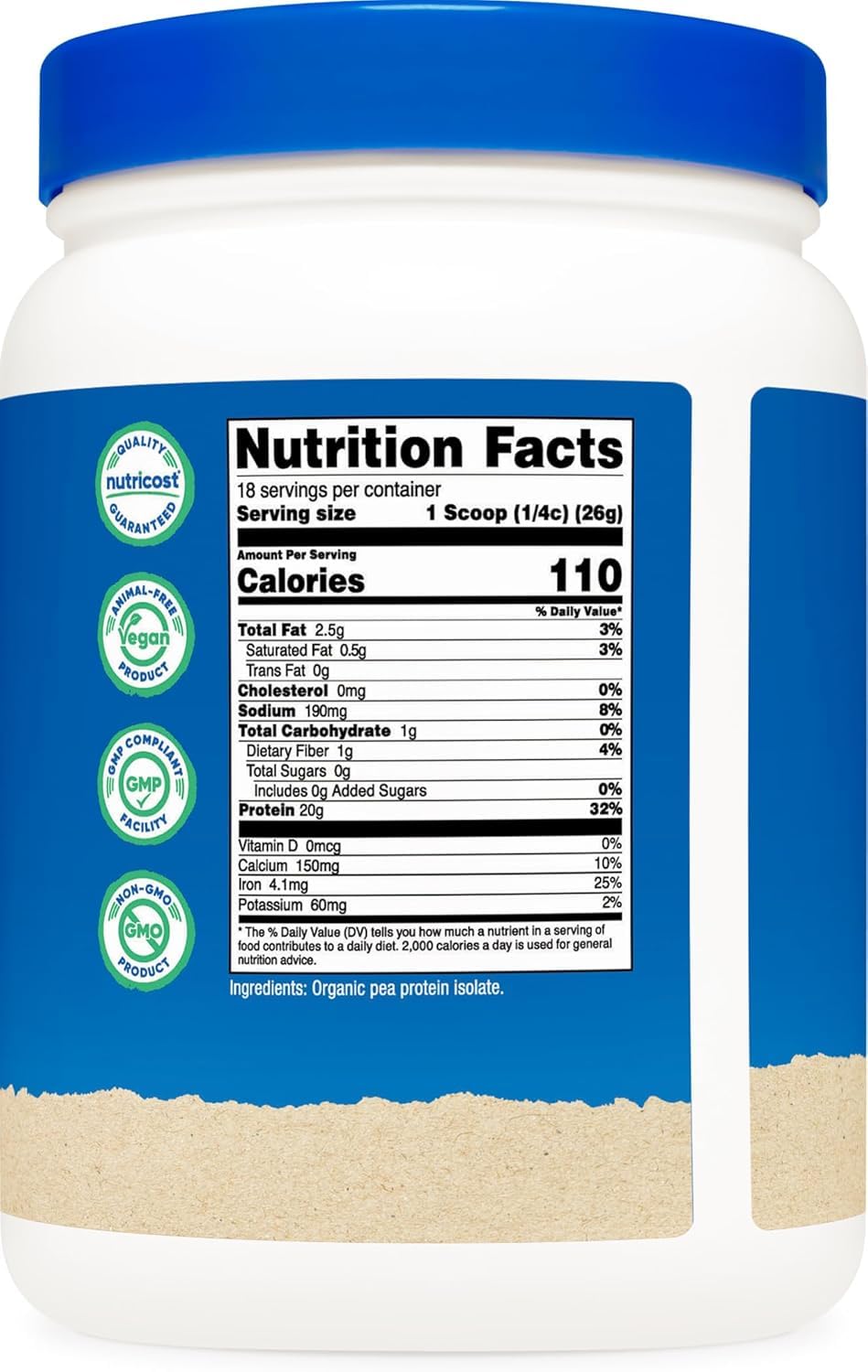 Étiquette Nutricost USDA Organic visible, preuve de certification biologique.