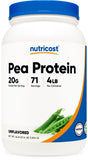 Nutricost protéine pois poudre, versement facile dans boissons grâce au goût neutre.