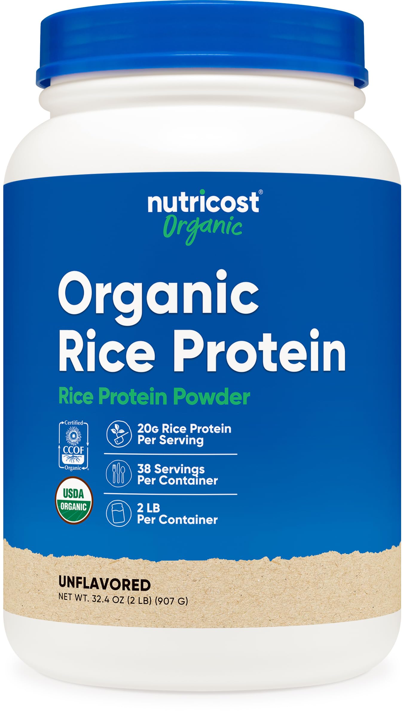 Protéine de riz Nutricost bio en poudre prête à être mélangée pour un apport protéique végétal