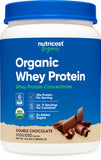 Nutricost protéine whey biologique double chocolat, emballage 1lb pour shake rapide.