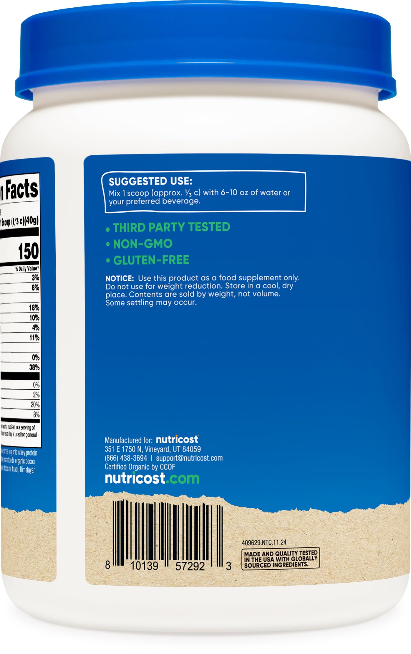 Nutricost protéine sans gluten et sans OGM, boisson nutritionnelle délicieuse.
