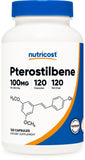 Nutricost Pterostilbene – bouteille de capsules, pratique et sans OGM.