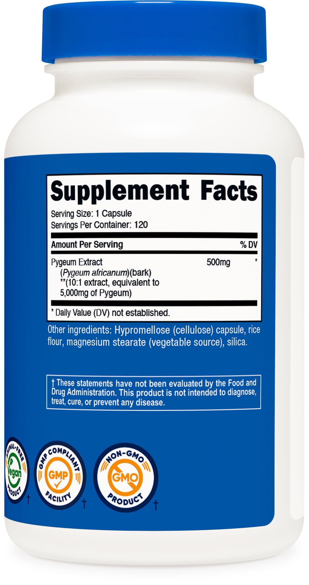 Nutricost Pygeum extrait, contrôlé en laboratoire ISO pour traçabilité et qualité.