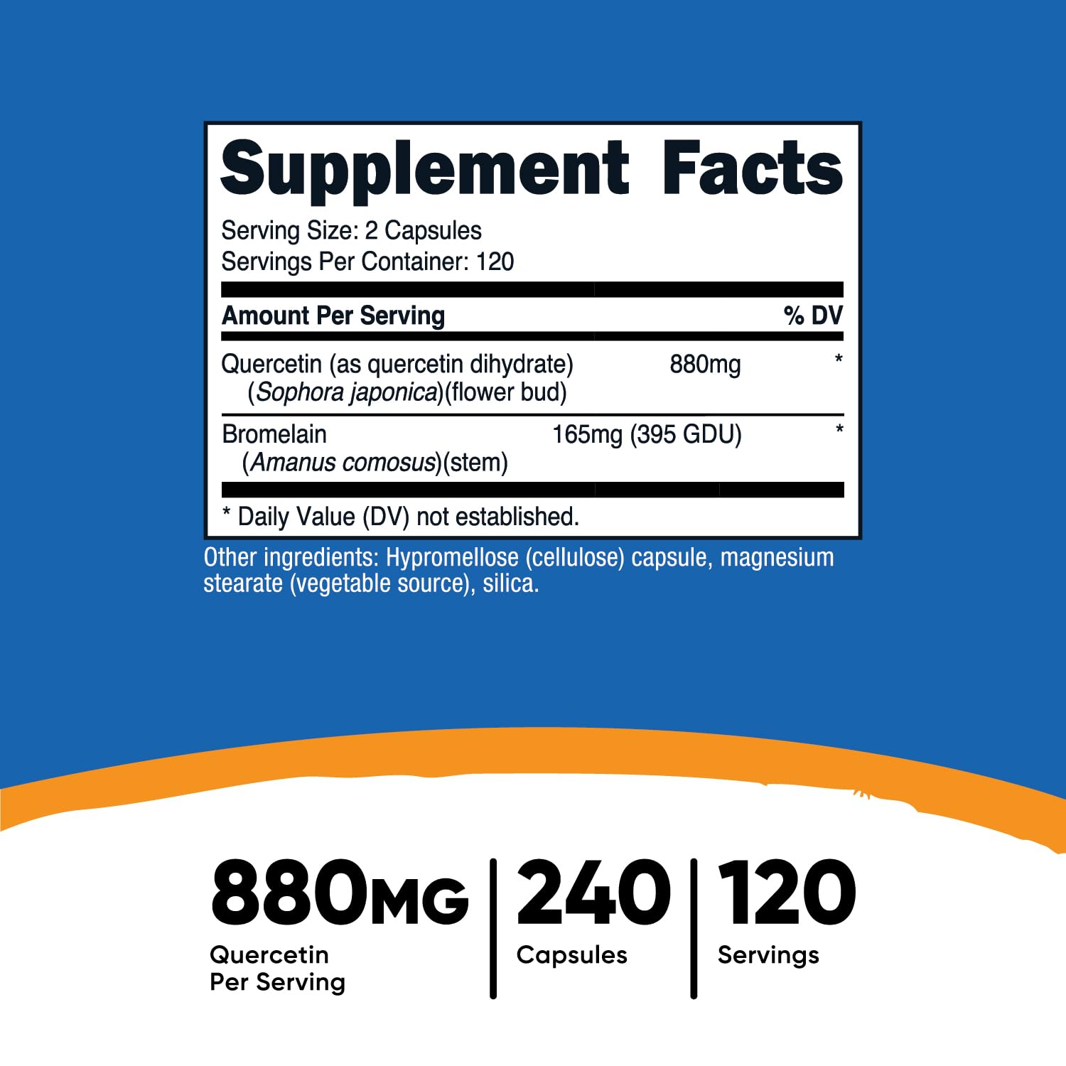 Nutricost Quercetine 880mg - Capsules végétales: faciles à avaler dans une routine.