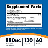 Capsules végétariennes Nutricost Quercetine avec Bromélaïne faciles à avaler.