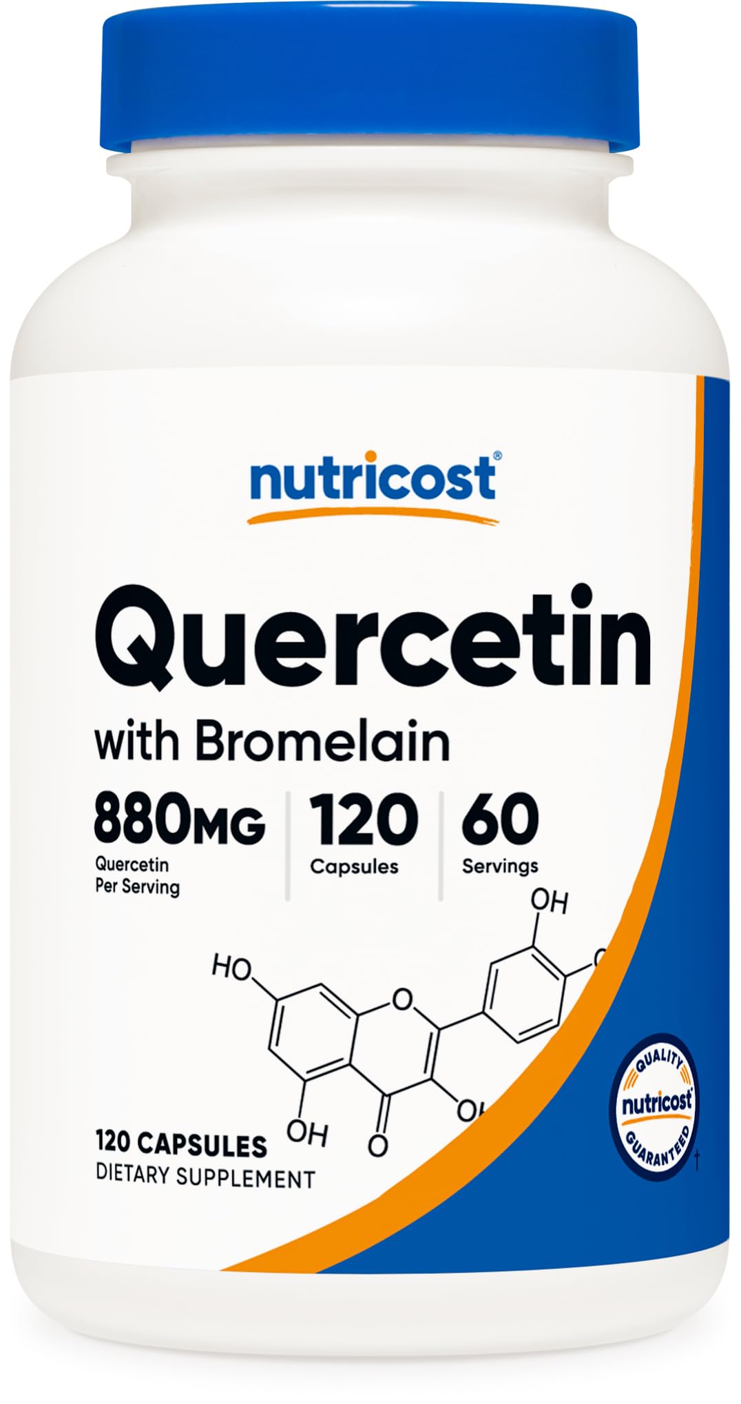 Nutricost Quercetine avec Bromélaïne, emballage clair pour prise facile.