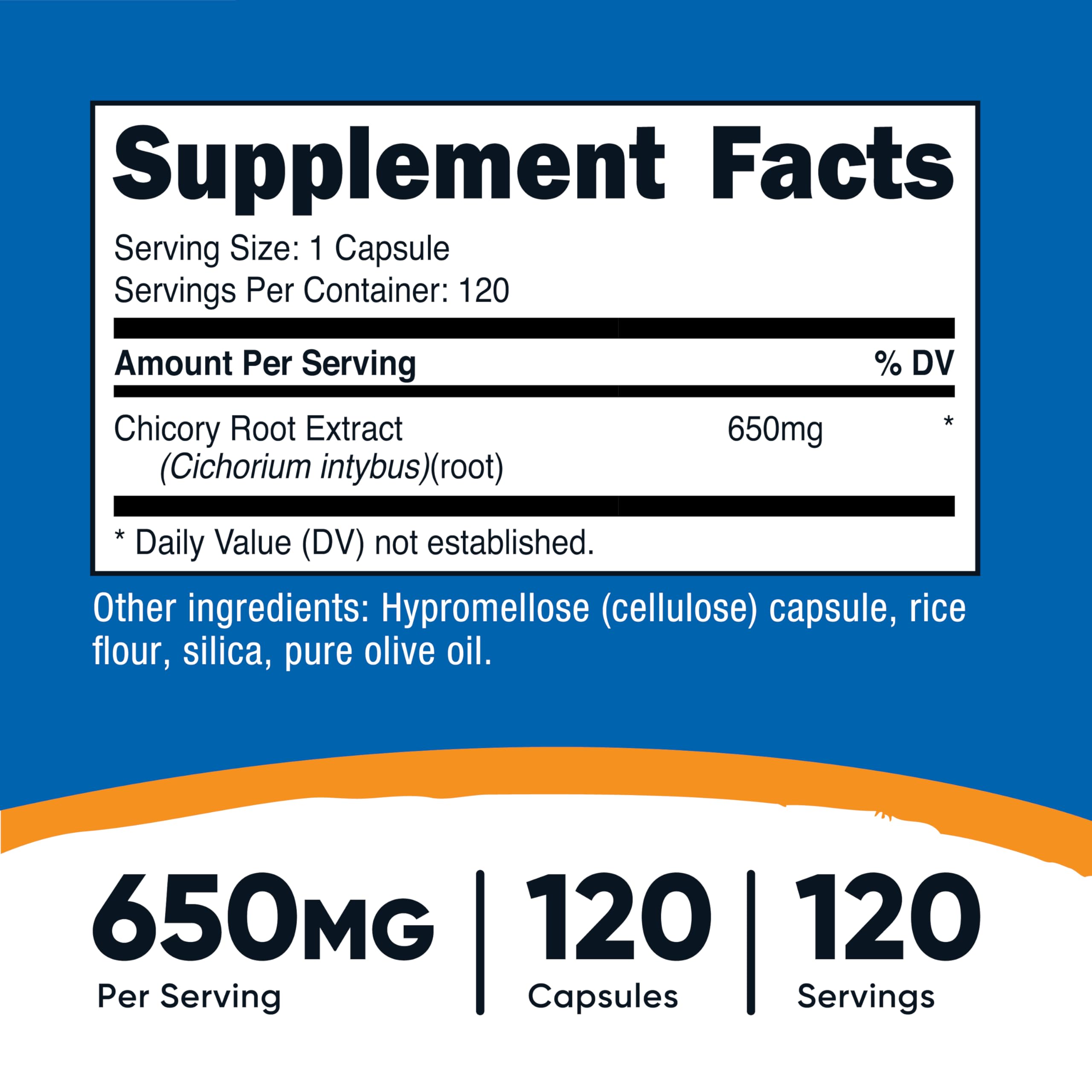 Nutricost Racine de Chicorée – capsules en gros plan pour une prise pratique.