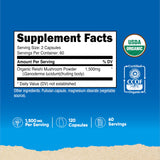Nutricost Reishi, dosage 750 mg par capsule pour une portion complète.