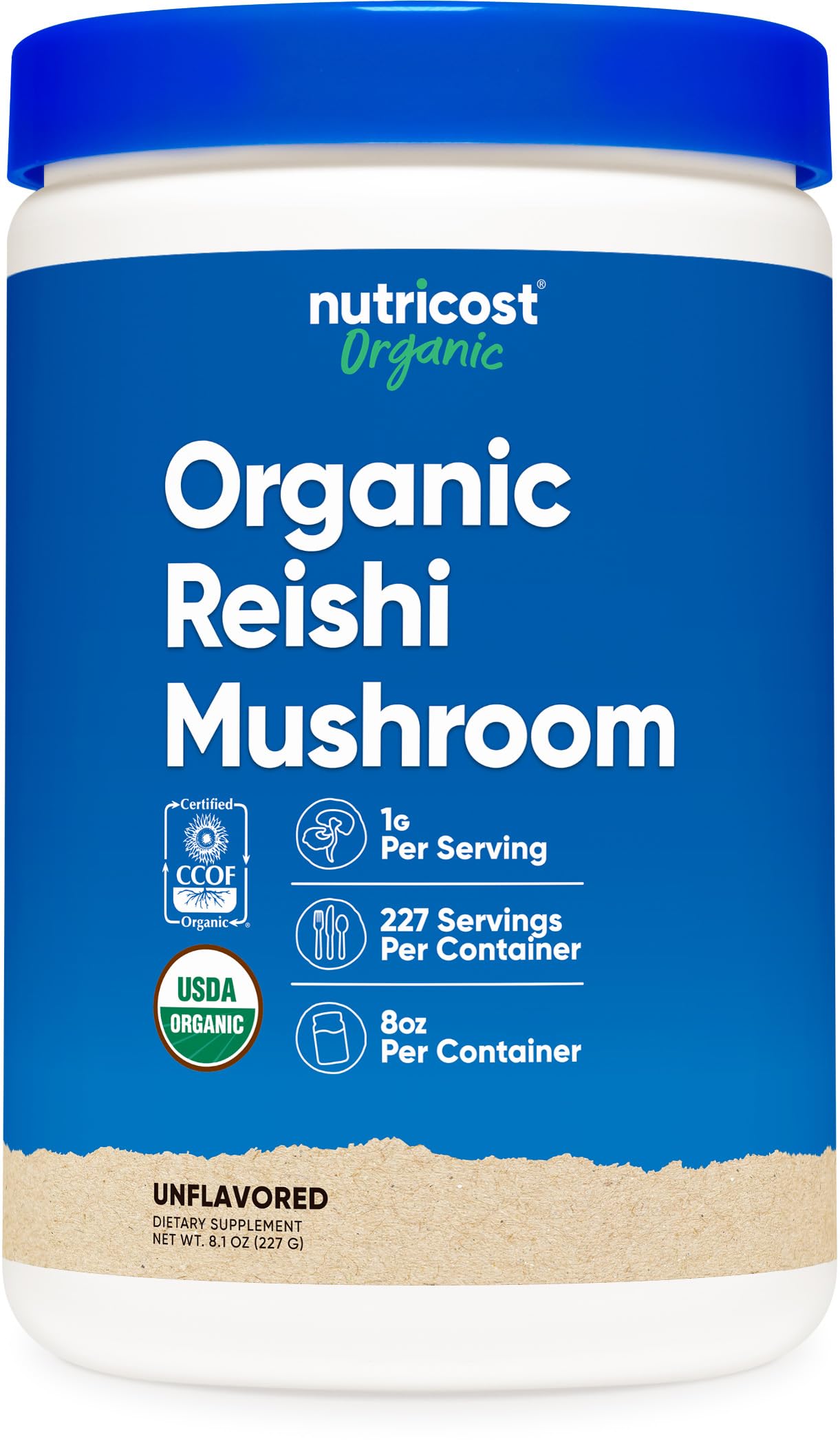 Nutricost Reishi en poudre biologique dans pot, prête pour vos boissons quotidiennes