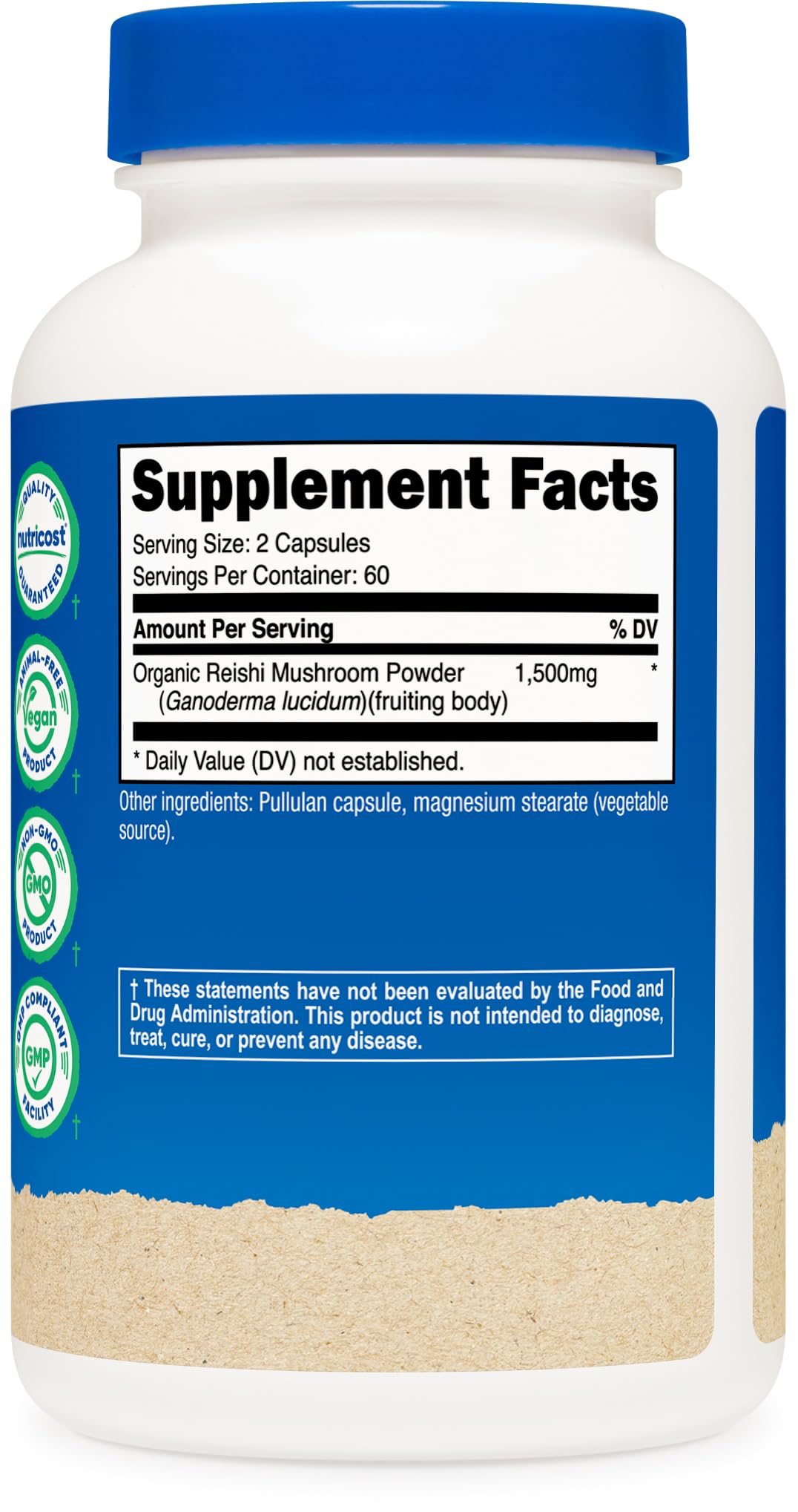 Nutricost Reishi, fabriqué dans une usine conforme GMP et FDA.